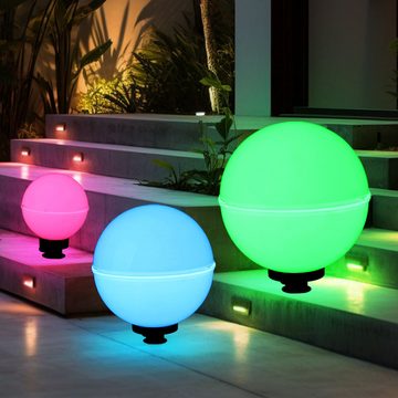 JUST LIGHT LED Kugelleuchte, Leuchtmittel inklusive, Warmweiß, Farbwechsel, Gartenleuchte Außenlampe Leuchtkugel dimmbar Fernbedienung RGB LED 3x