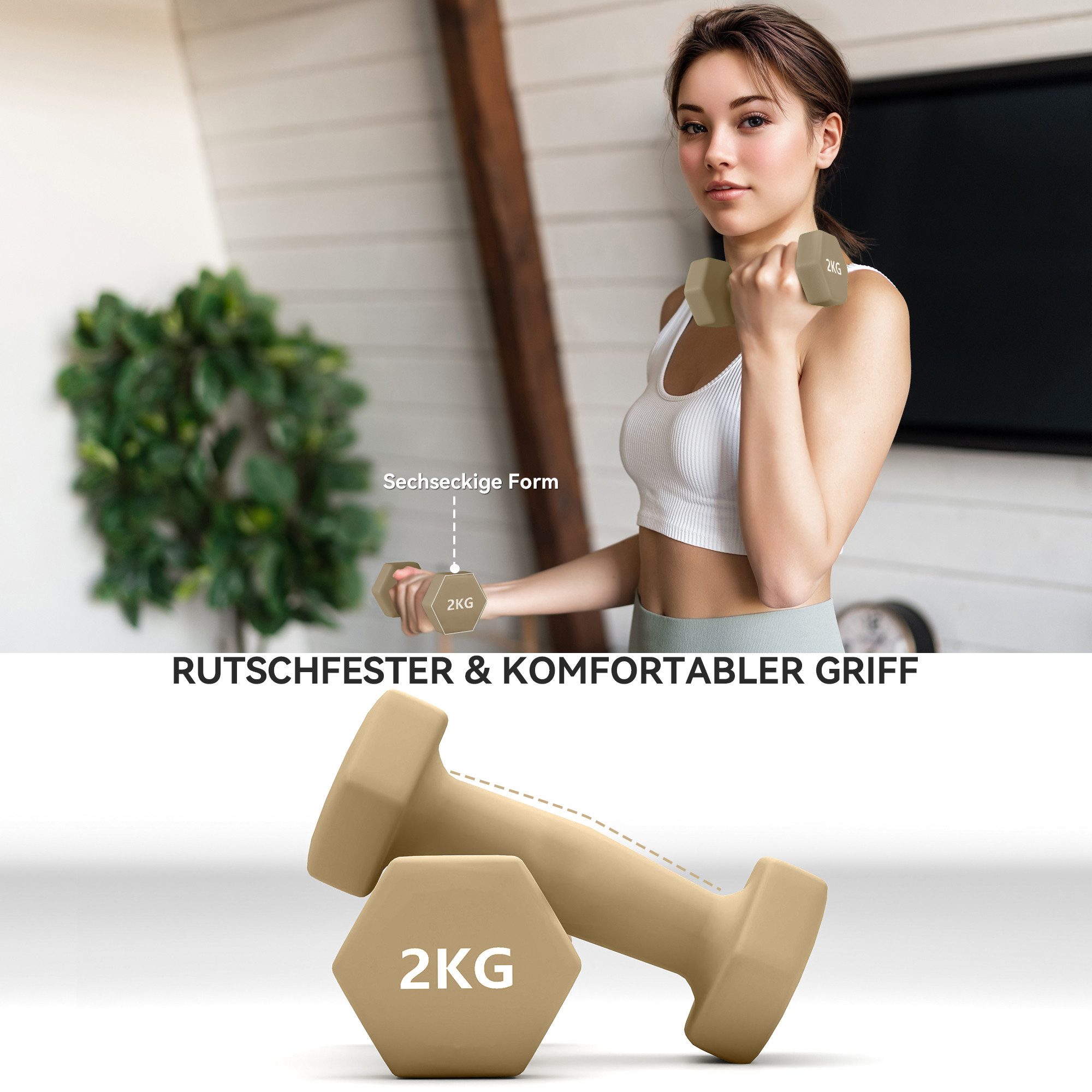 SPORTNOW Hantel-Set mit Tragtasche, 1kg, 1,5kg, 2kg Kurzhanteln, (6er Set Hanteln, Kurzhantelset aus Stahl), für Männer und Frauen, für Zuhause, Fitnessstudio, Krafttraining
