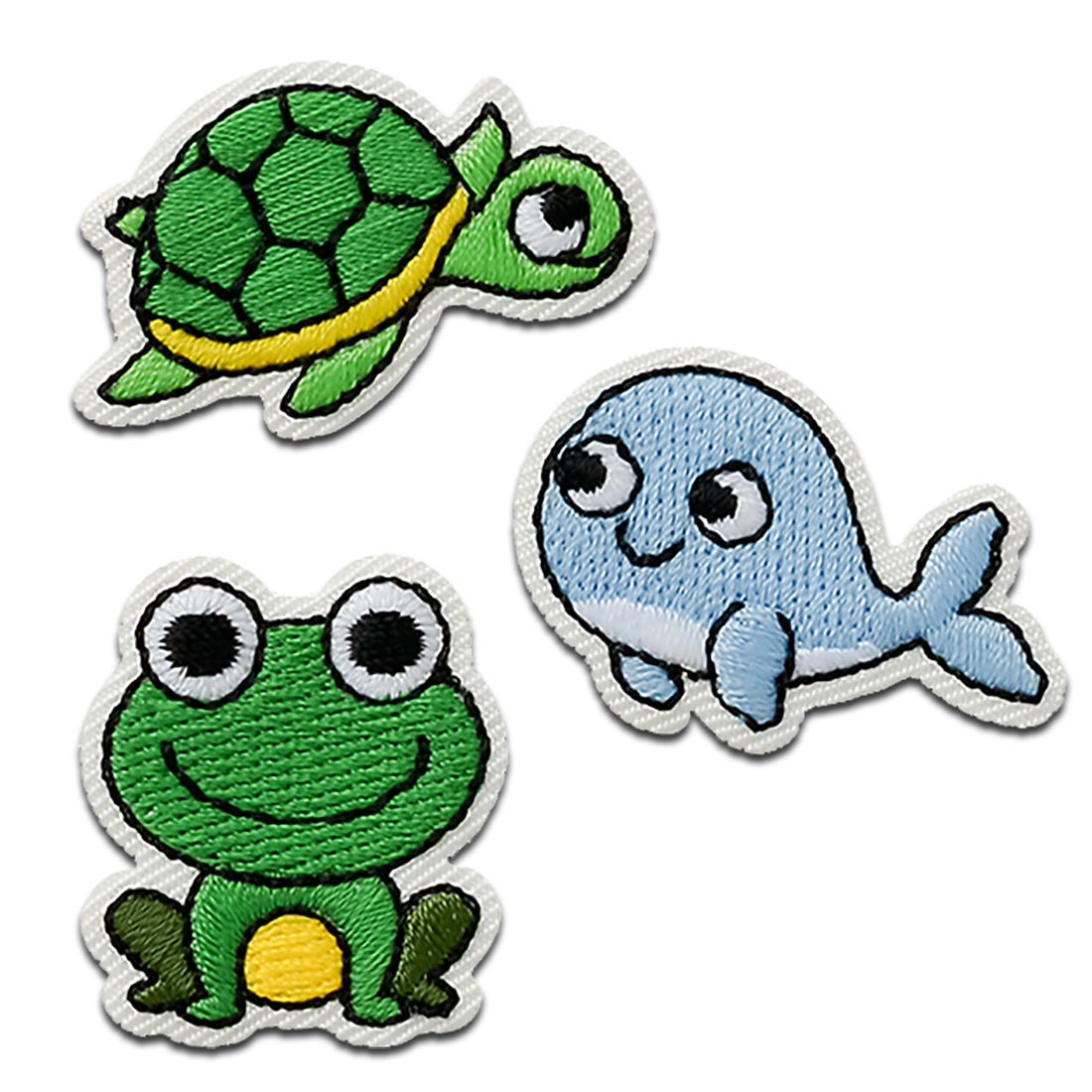 Mono-Quick Aufnäher Bügelbild, Aufbügler, Applikationen, Patches, Flicken, zum aufbügeln, PES, NY, rPES, Recycl-Patch Wasserwelt Trio - Größe: 2,4 x 3 cm
