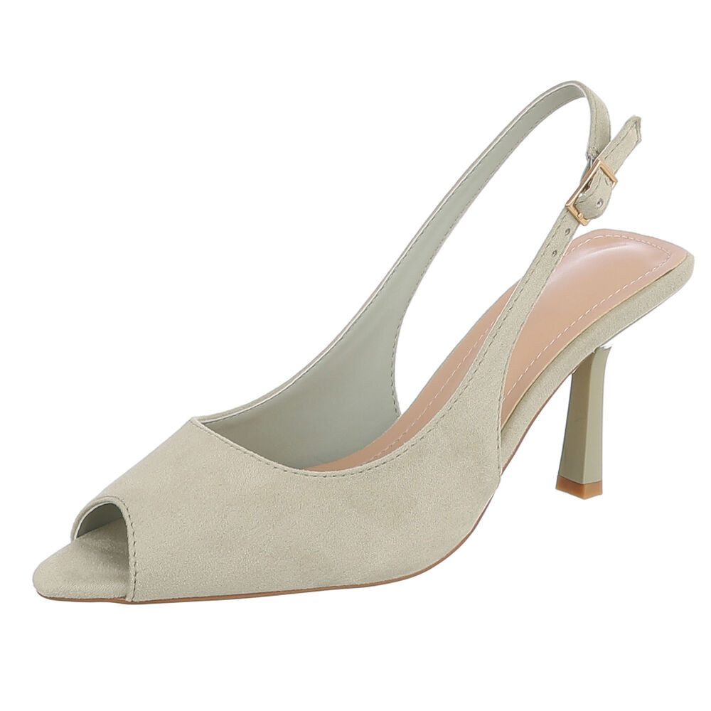 Ital-Design Damen Slingback-Pumps mit High Heel und Schnalle Schnürpumps (91849519) Pfennig-/Stilettoabsatz High Heels in Hellgrün