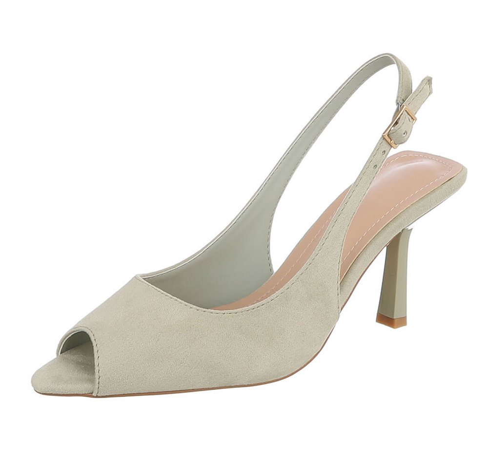 Ital-Design Damen Slingback-Pumps mit High Heel und Schnalle Schnürpumps (91849516) Pfennig-/Stilettoabsatz High Heels in Hellgrün