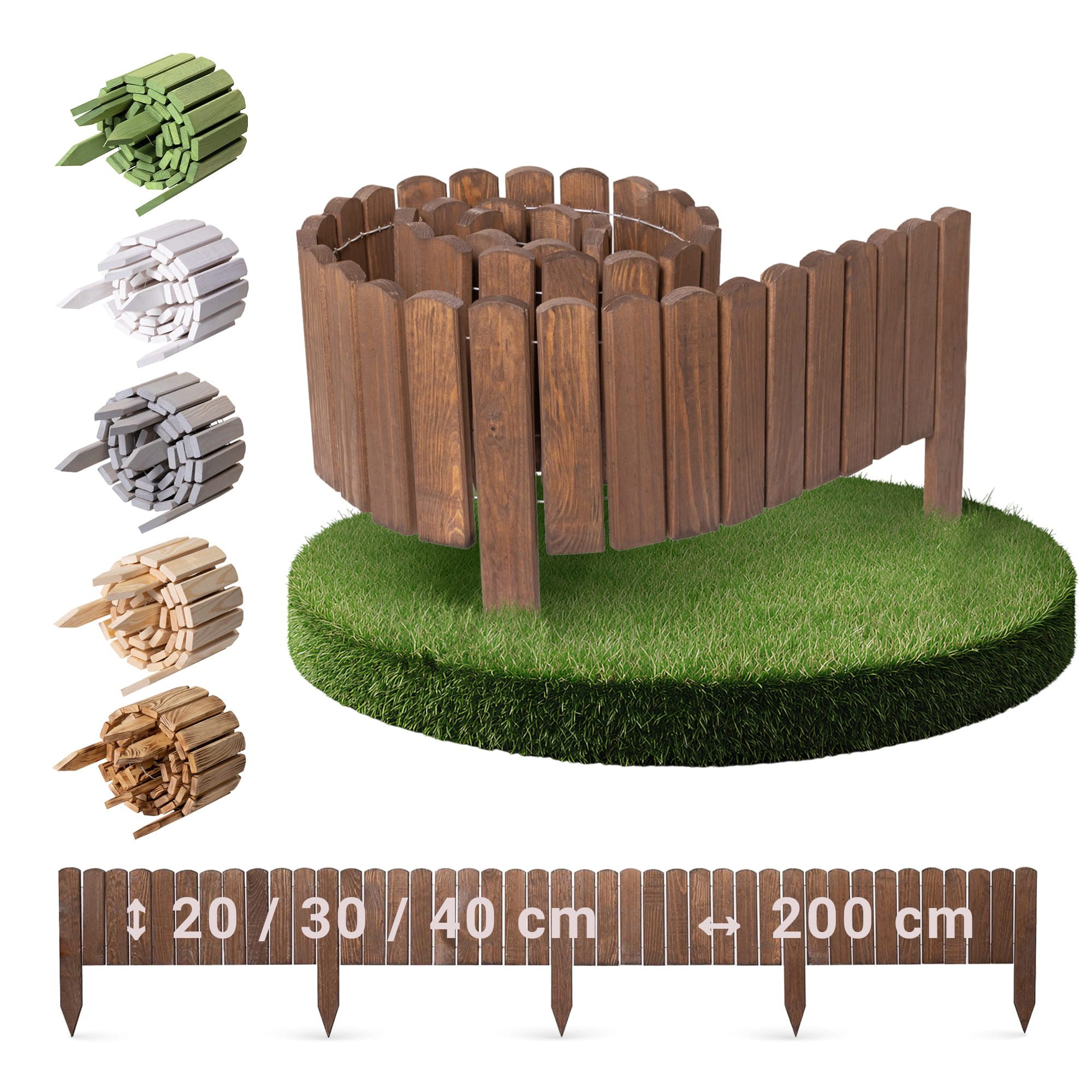 BooGardi Beetumrandung Rollborder, LxH: 200x30 cm, 3 Höhen Beeteinfassung Beetrolli Steckzaun Zaun