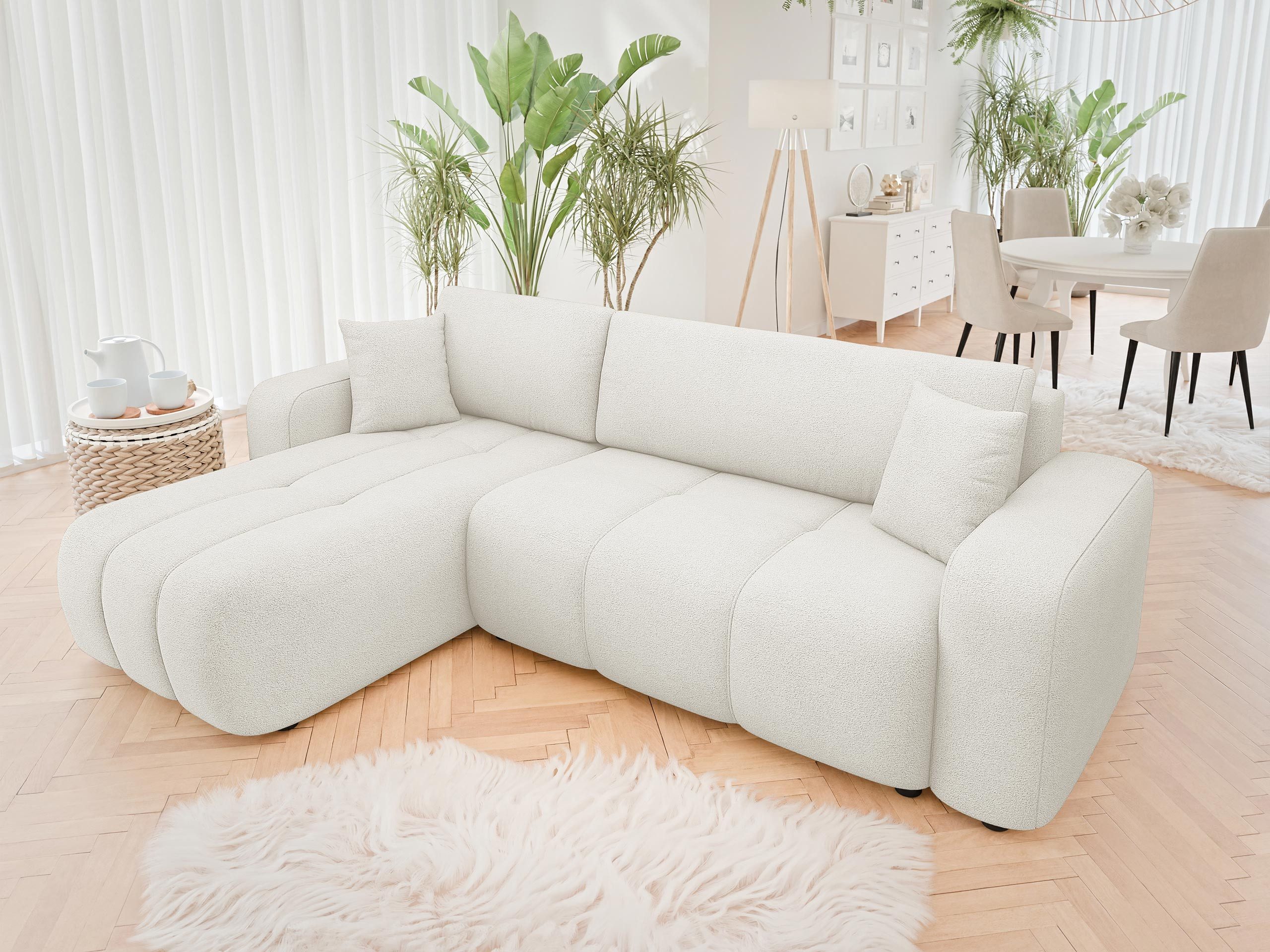 MIRJAN24 Ecksofa Fetrinu, mit Bettkasten und Schlaffunktion, L-Form, Seite Universal
