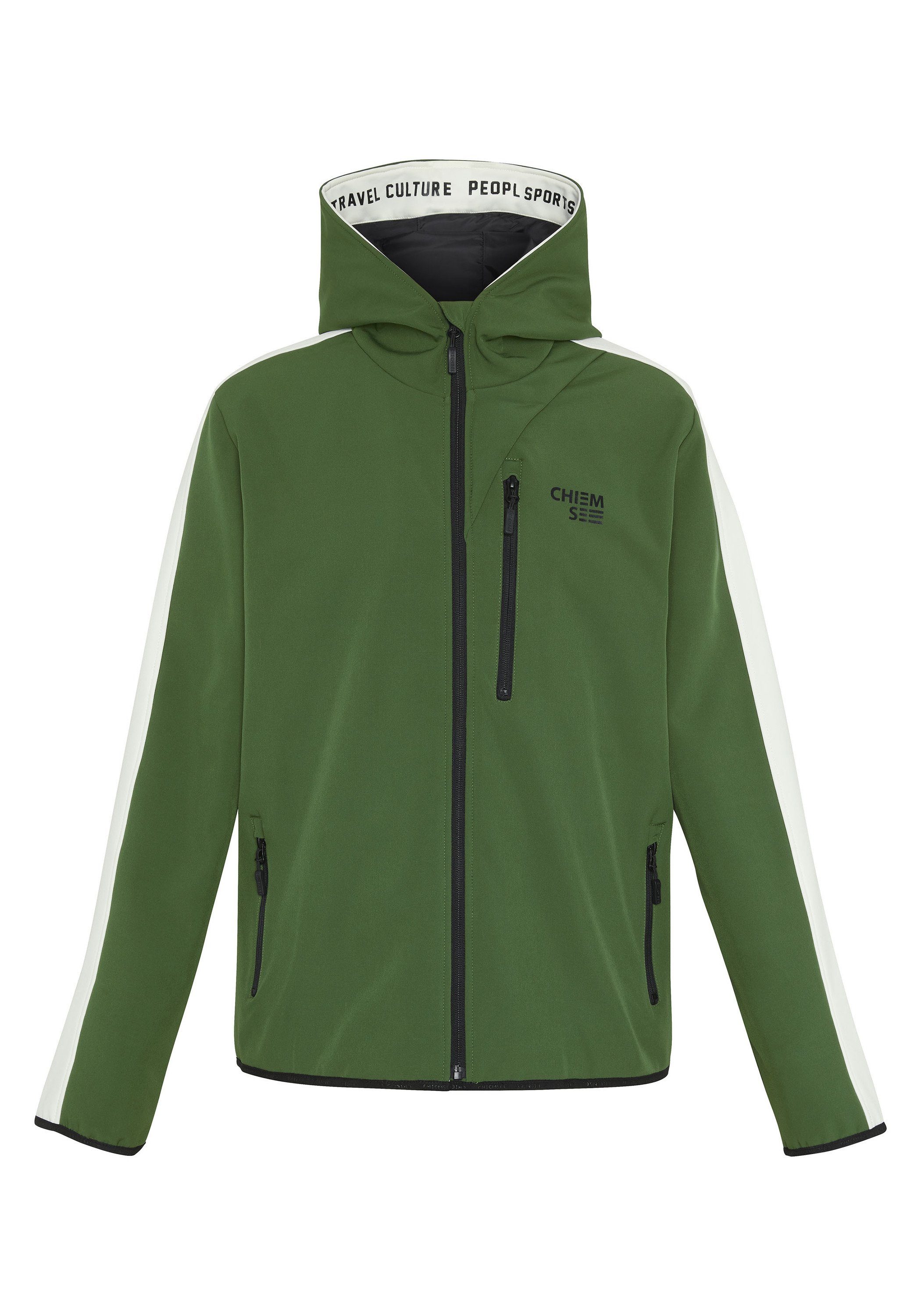 Chiemsee Softshelljacke Softshell-Jacke mit Blockstreifen und Retro-Patch 19-0417 Kombu Green | Übergangsjacken