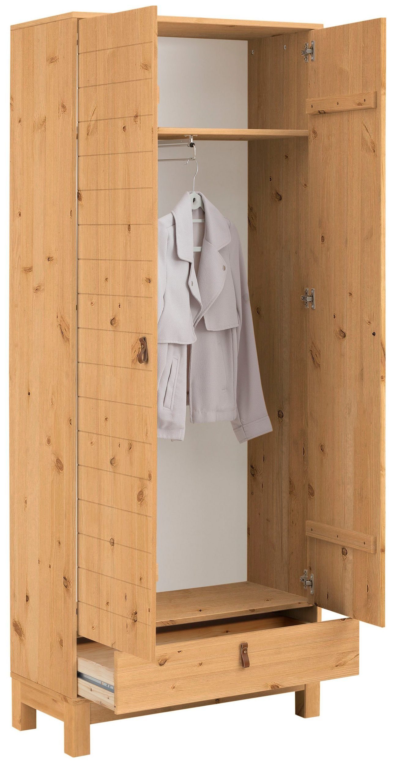 loft24 Kleiderschrank Edna Dielenschrank, Kiefer, 180 cm Landhaus, Höhe