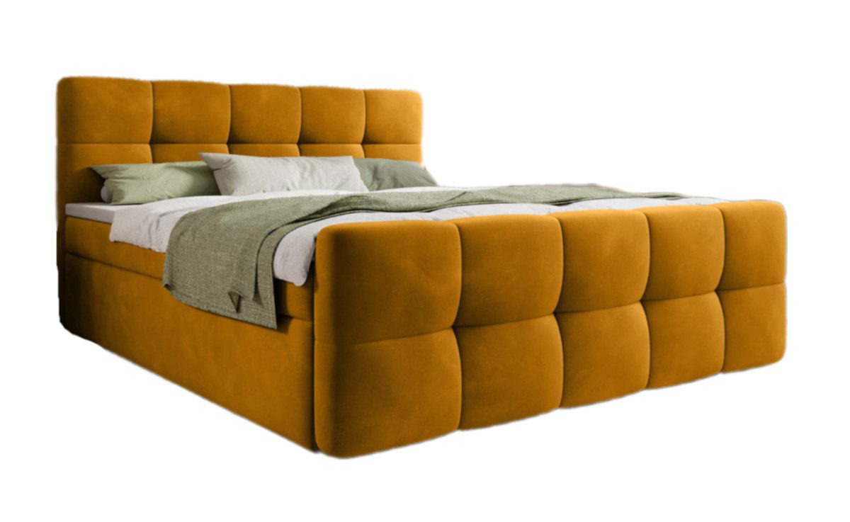 Luxusbetten24 Boxspringbett Cozy Samt, inklusive PU-Schaum Topper