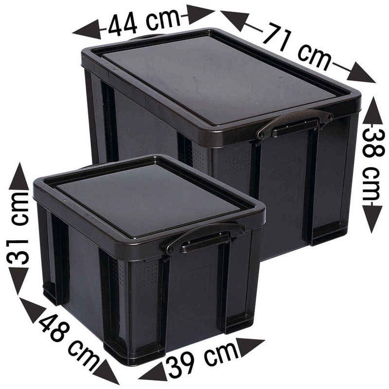 REALLYUSEFULBOX Aufbewahrungsbox (2 St), 84 und 35 Liter, verschließbar und stapelbar