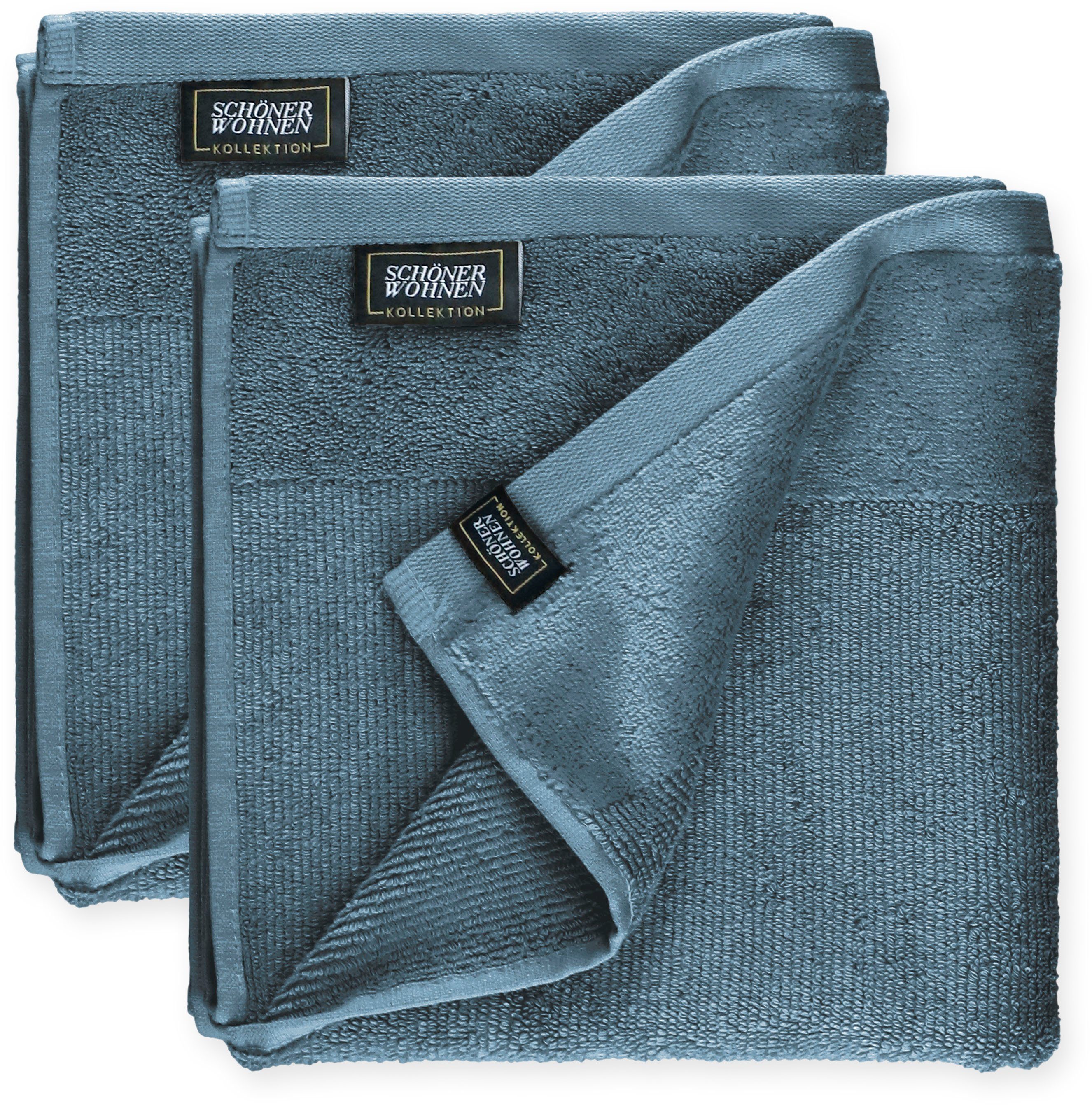 SCHÖNER WOHNEN-Kollektion Handtücher Sense, Frottee (2-St), mit Velourborte günstig online kaufen