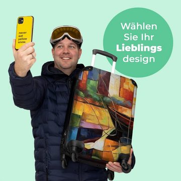 NoBoringSuitcases.com© Koffer Abstrakt - Kunst - Boot - Farben 67x43x25cm, 4 Rollen, Mittelgroßer Koffer für Erwachsene, Reisekoffer