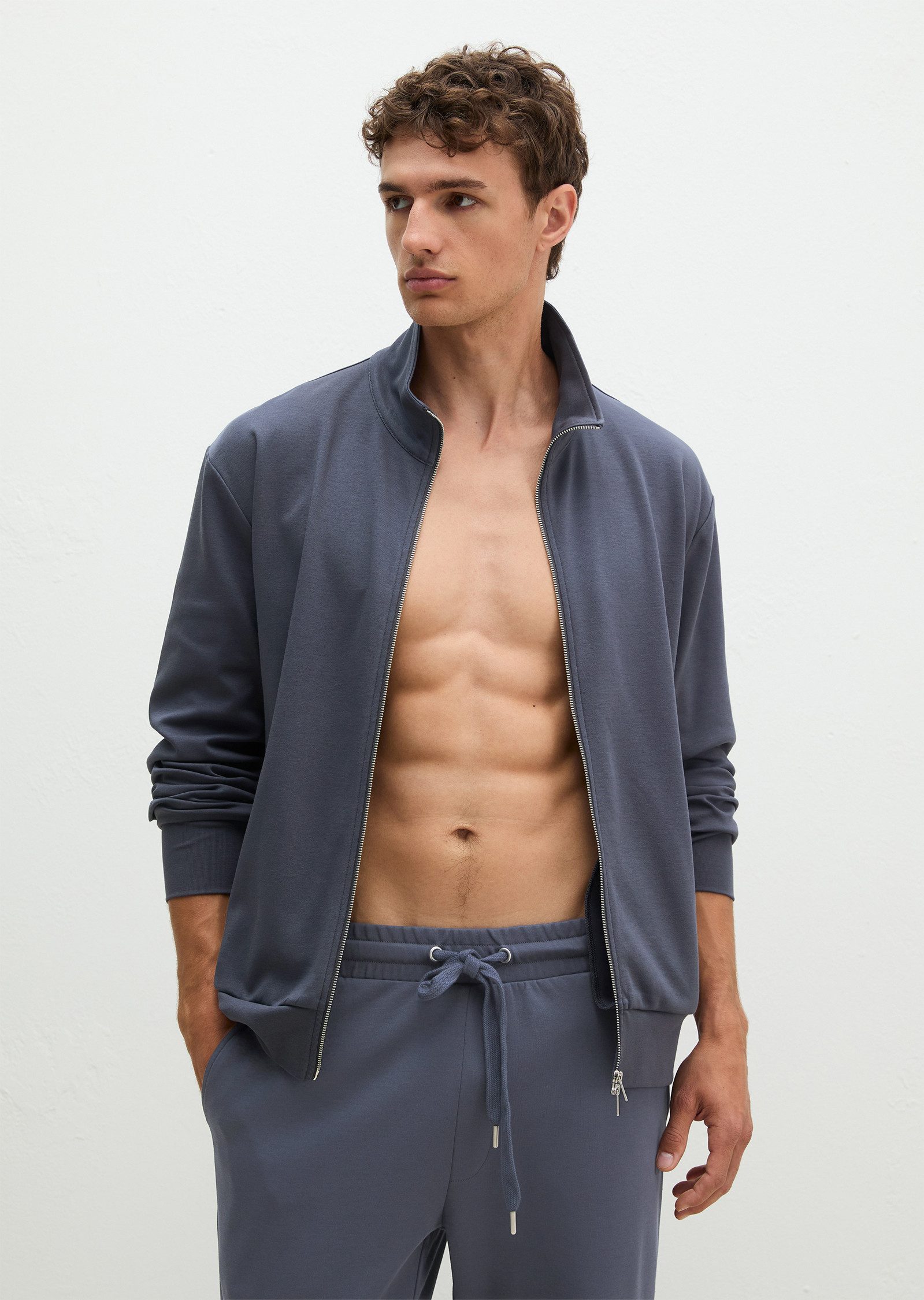 Marc O'Polo Sweatjacke mit Stehkragen, für Homewear, aus Interlock, lockere Passform