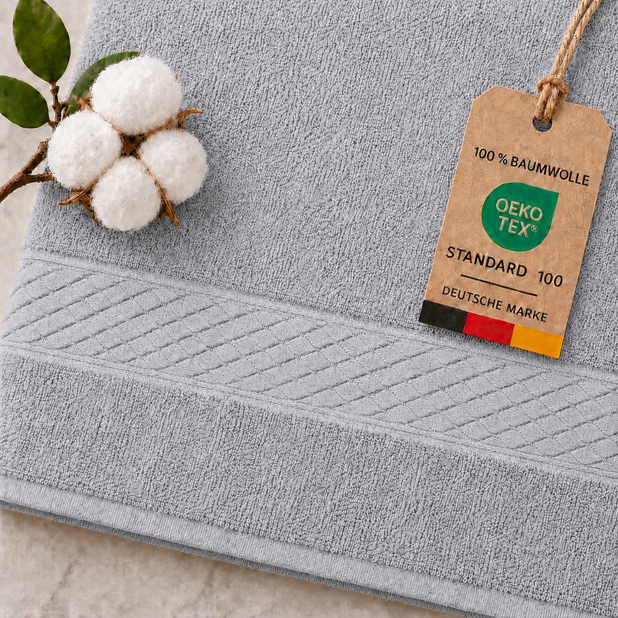 Komfortec Handtuch Set 4x Premium Badetuch Set - 70x140 cm, Frottee (4-St), 4x Handtuch-Set, 100% Baumwolle, mit Bordüre, Weich & Saugstark – Bild 2 von 5