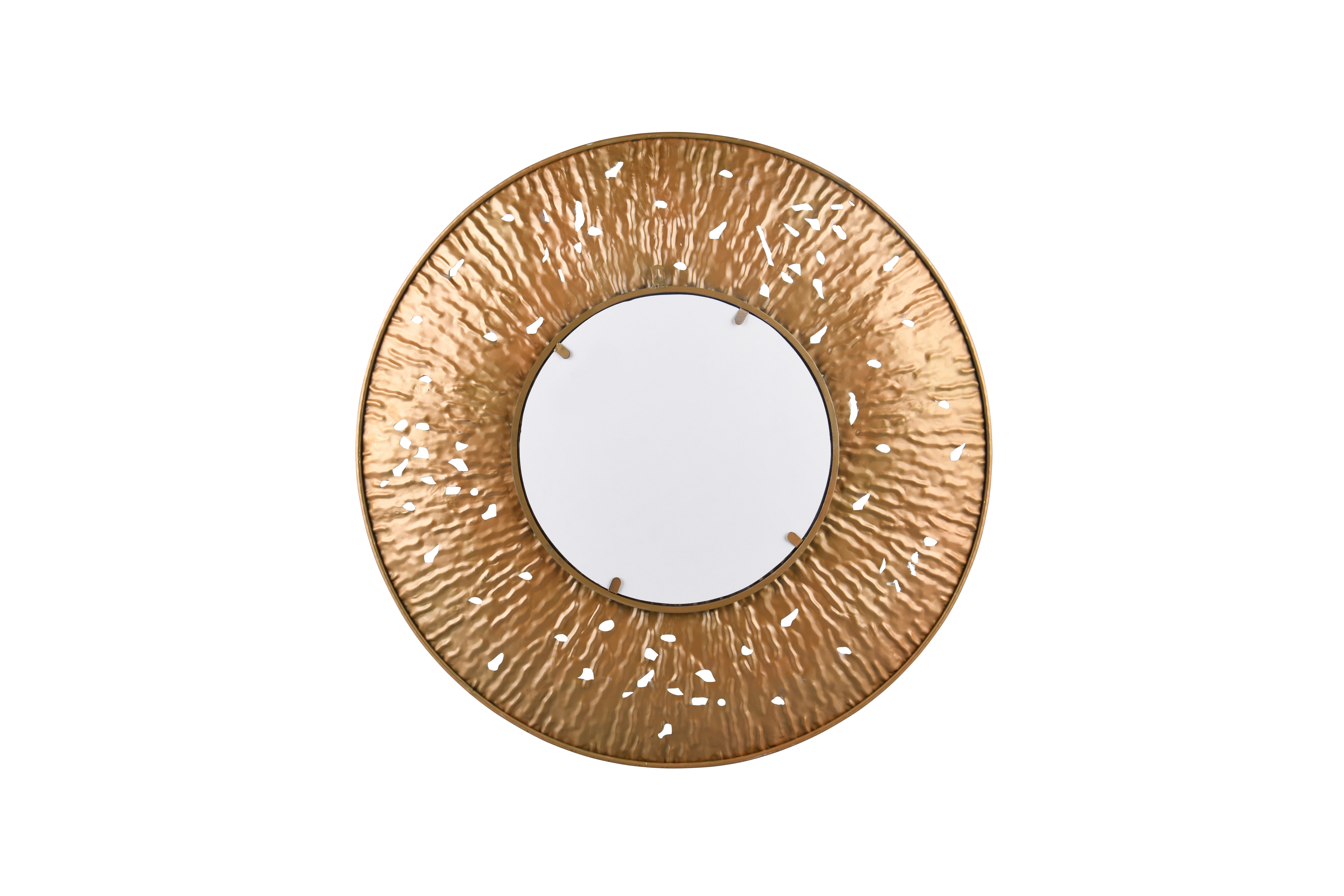 furnling Dekospiegel Rubina (1-St), mit goldenem Metallrahmen, Ø 80 cm, geriffelt, integrierte Aufhängung