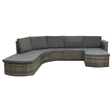 vidaXL Gartenlounge-Set 4-tlg. Garten-Lounge-Set mit Auflagen Poly Rattan Grau, (4-tlg)