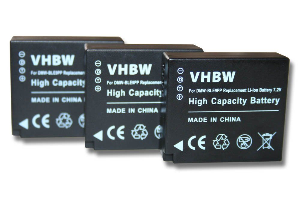 Panasonic V) DMW-BLE9E, 750 Ersatz Li-Ion DMW-BLE9 für (7,2 für mAh vhbw Kamera-Akku