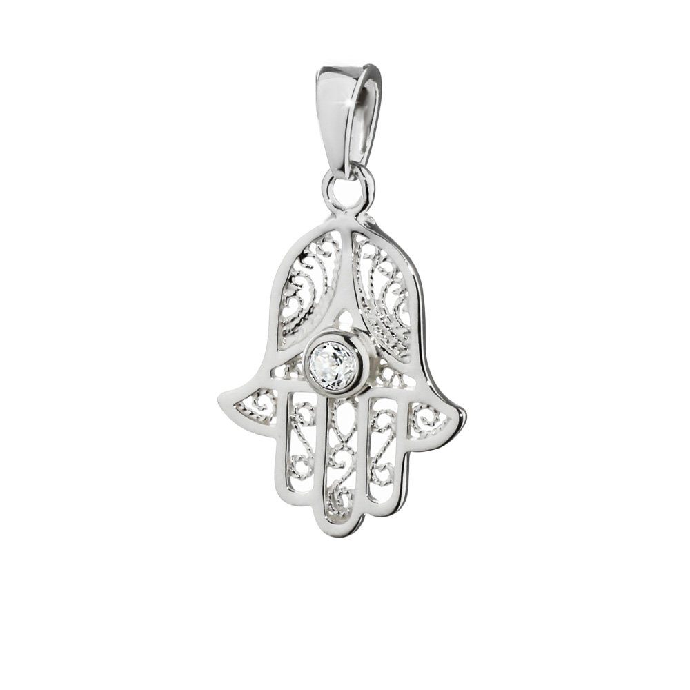 Kettenanhänger 925 Sterlingsilber Anhänger Wieße Zirkon Hand Der