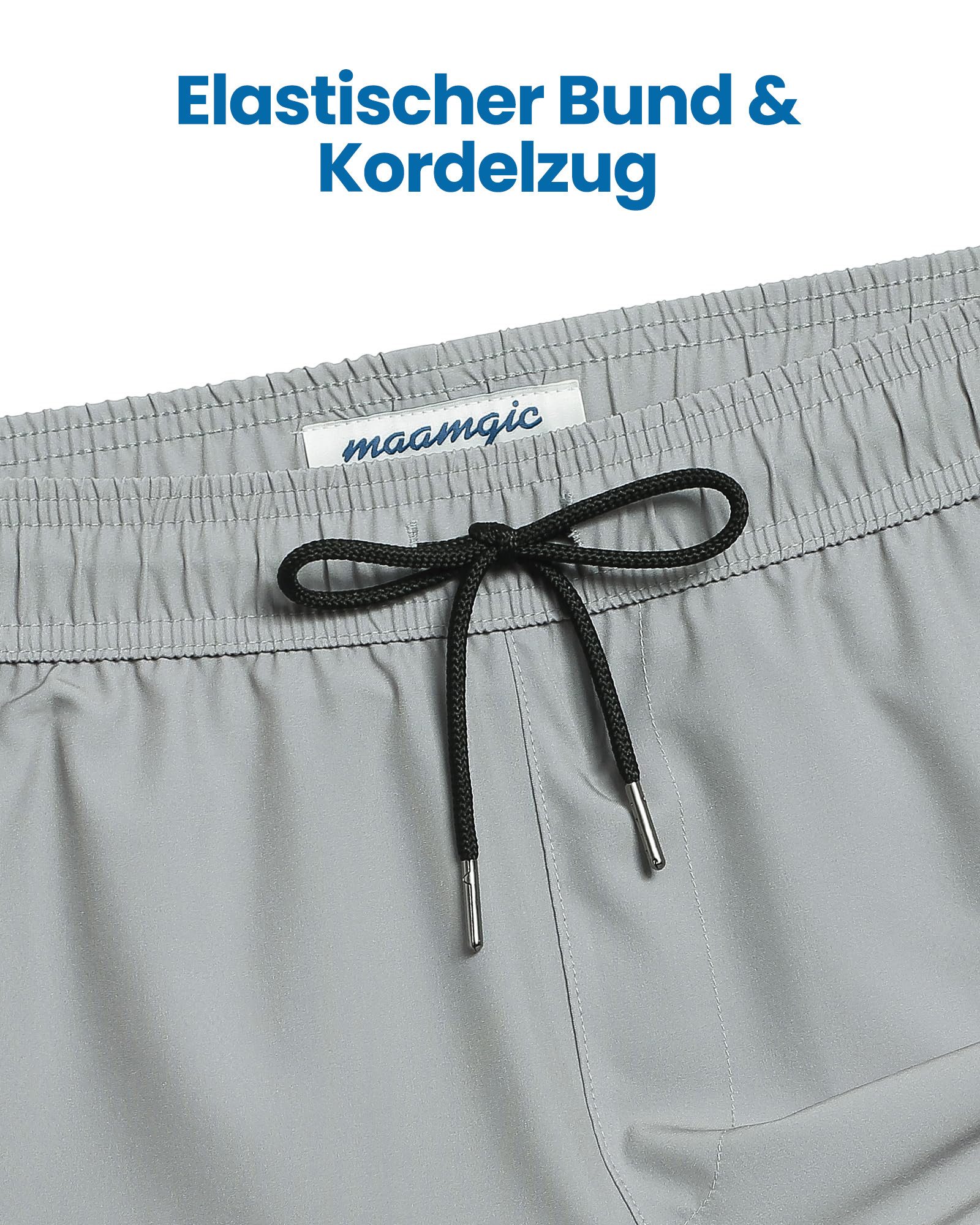 MaaMgic Shorts Herren Stretch kurze Hose Männer Badehose mit Reißverschlusstaschen (1-tlg) – Bild 3 von 5