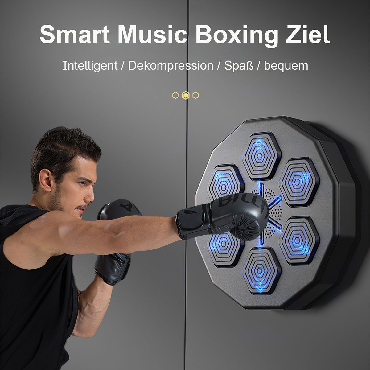 Kickboxhandschuhe Bluetooth-Musik-Boxscheibe, für und Welikera Erwachsene Kinder 440*440cm, Schwarz