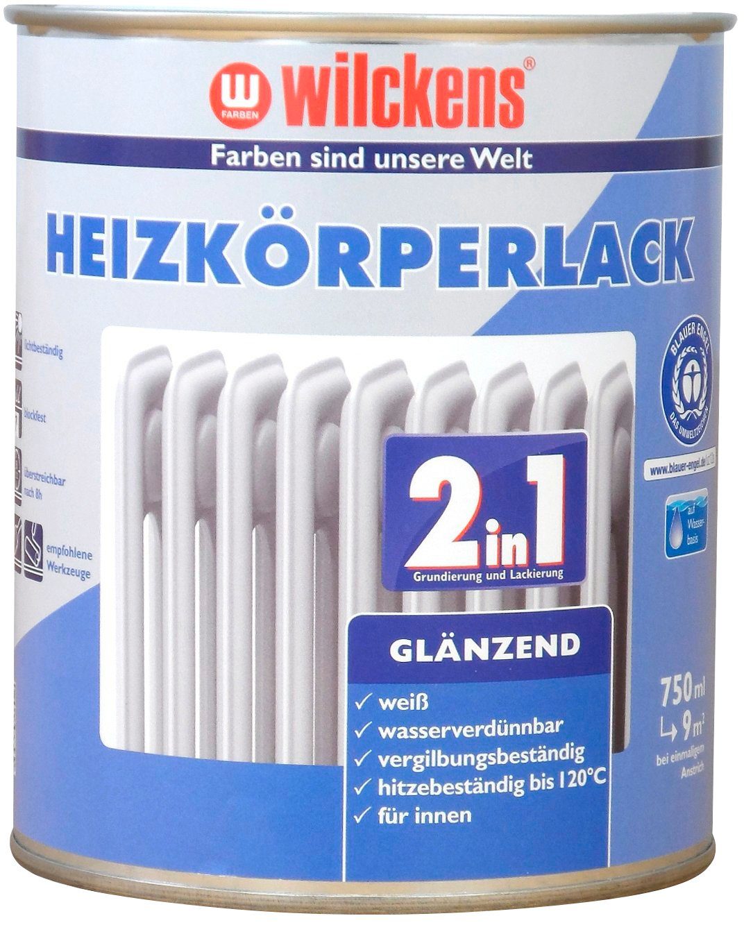 Wilckens Weiß Heizkörperlack Heizkörperlack Farben geruchsarm glänzend 2in1 glänzend,