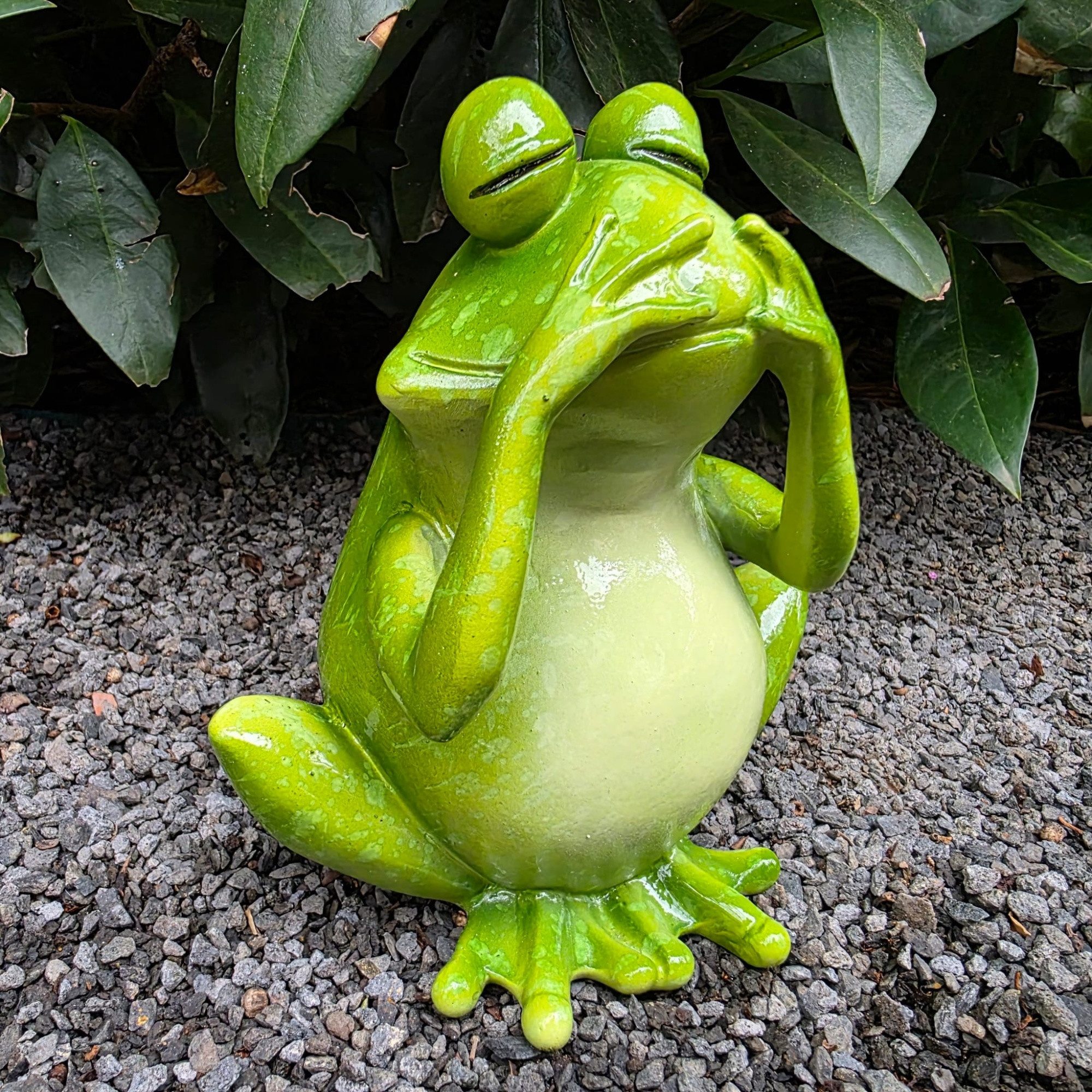 Aspinaworld Gartenfigur Frosch Figur nicht sprechen 15 cm – für Pflanzschale