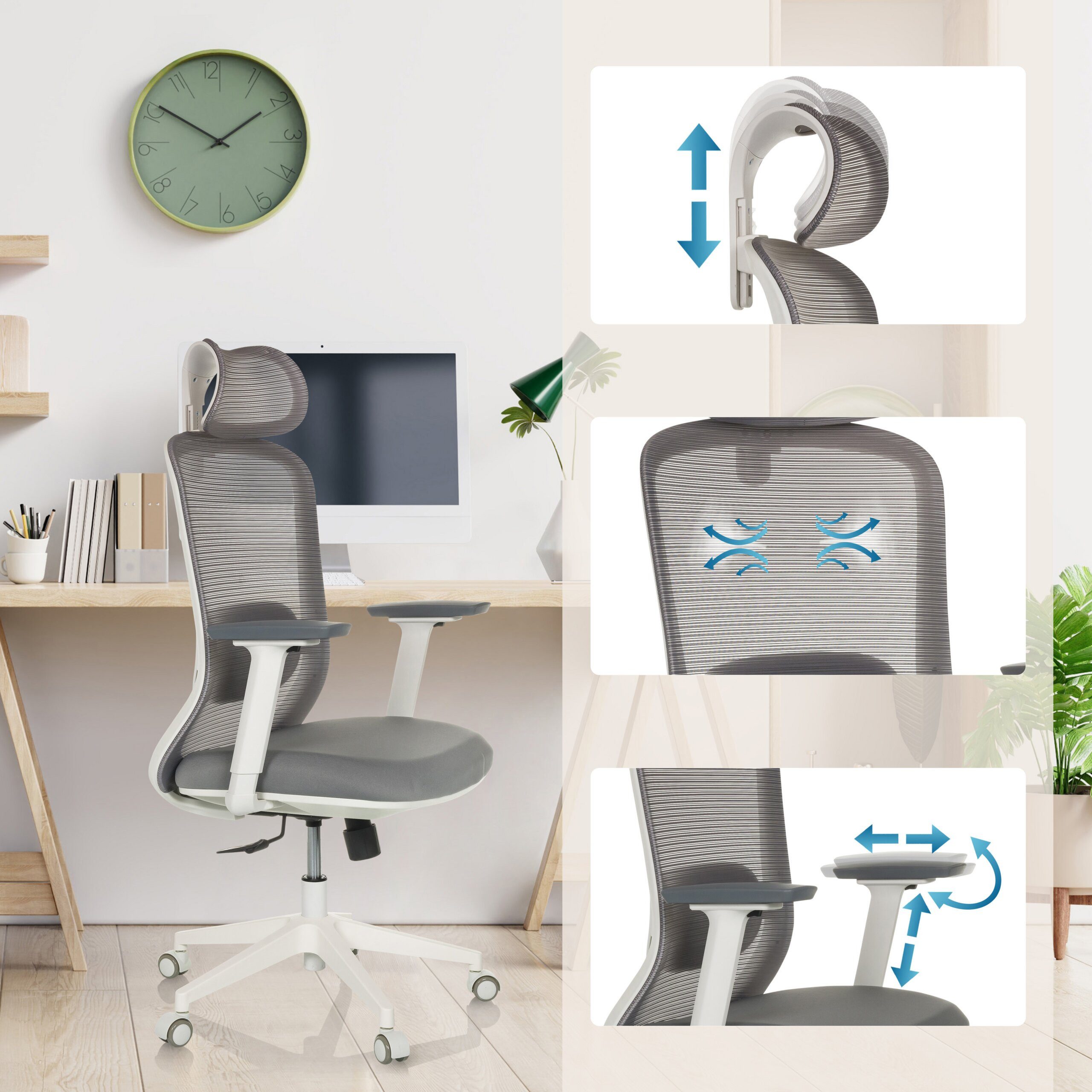 hjh OFFICE Drehstuhl Profi Bürostuhl Mikeo G Stoff / Netzstoff (1 St), Ergonomischer Chefsessel, Schreibtischstuhl höhenverstellbar