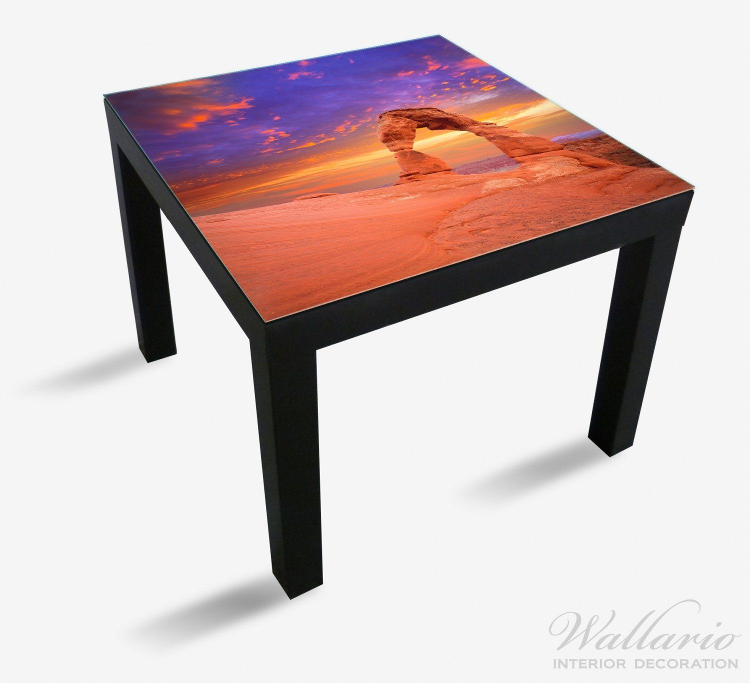Wallario Himmel einem farbenfrohen in St), Steinbogen geeignet vor Tisch Lack für Tischplatte Ikea (1 lila-rot
