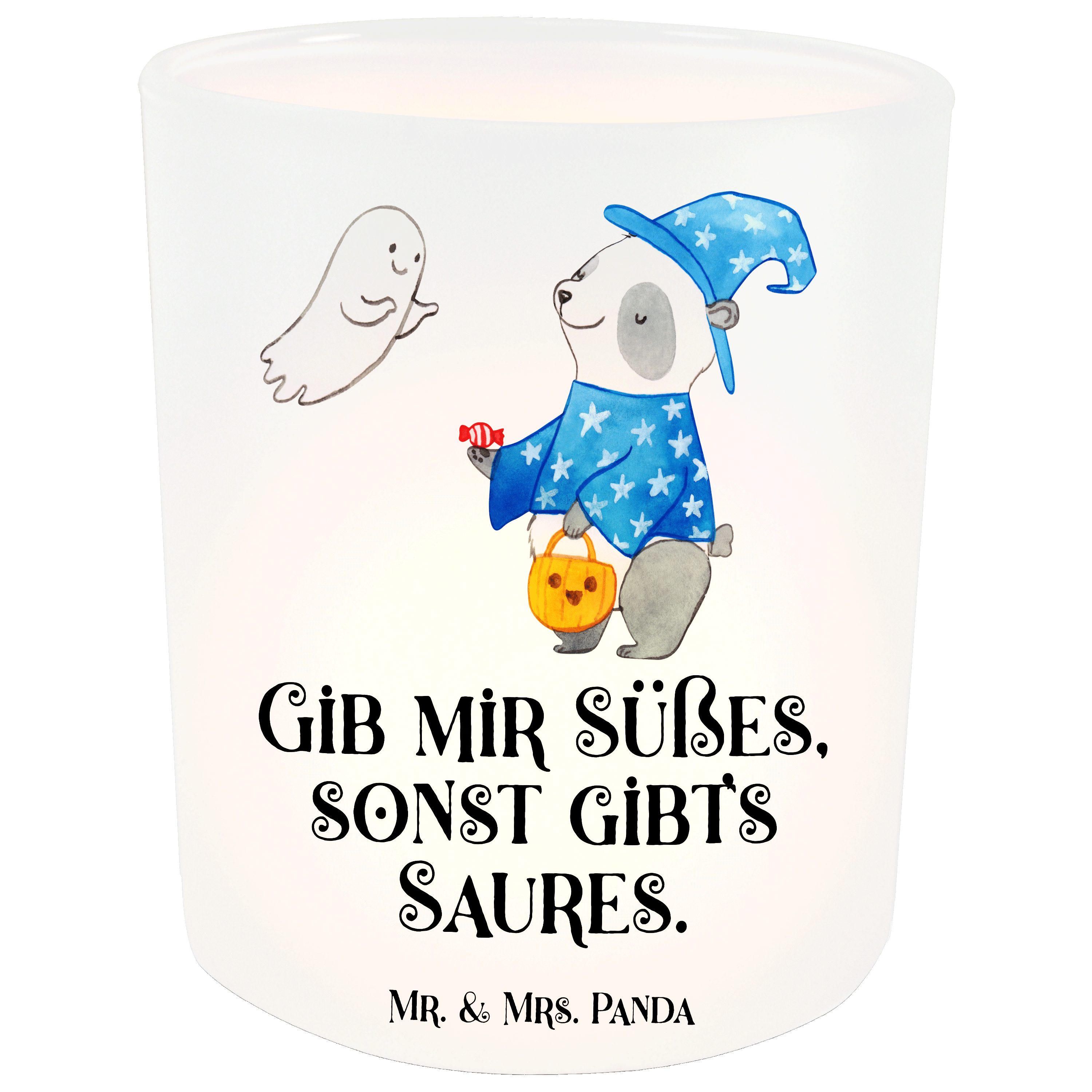 Mr. & Mrs. Panda Windlicht Panda Zauberer - Transparent - Geschenk, Teelichtglas, Windlicht Glas (1 St)