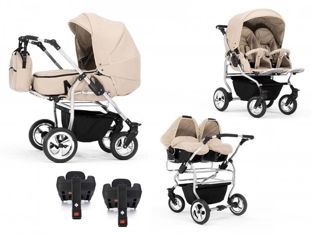 Zwillings-Kombikinderwagen Duo 5 in 1 inkl. Sportsitze, Autositze und Isos in 20 Farben