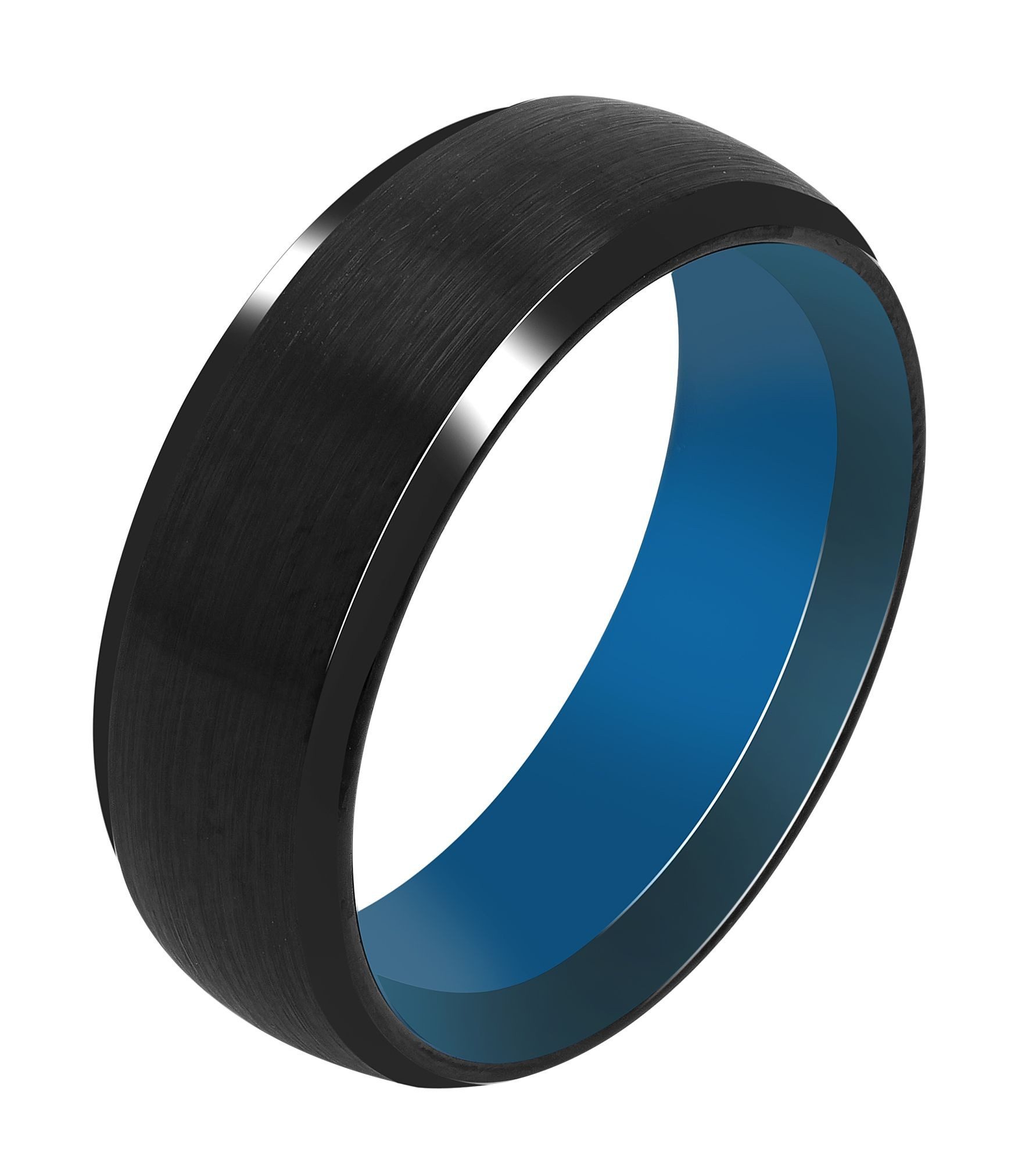 AKZENT Fingerring Charcoal aus Tungsten, schwarz, innen blau - matt/poliert günstig online kaufen
