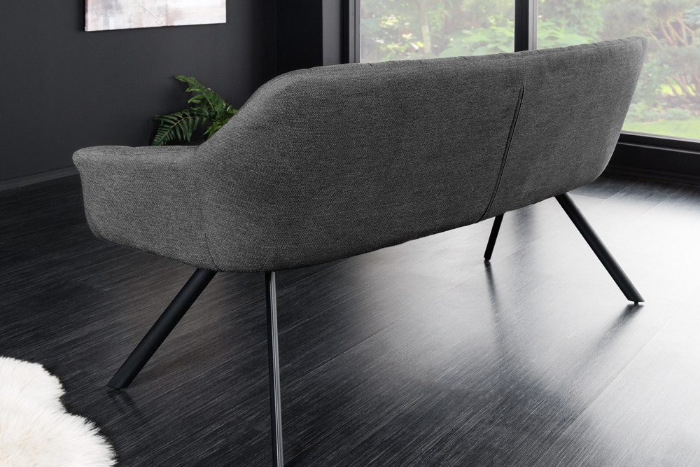 riess-ambiente Sitzbank PAPILLON 165cm anthrazit - Flachgewebe, Metall-Füße, mit Armlehne (Einzelartikel, 1-St), gepolsterte Bank mit Rückenlehne – ideal für Es – Bild 4 von 5