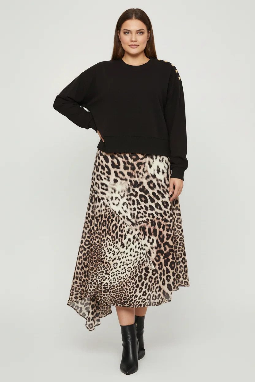 Shape of You Minikleid Leopardenmuster Midi-Kleid