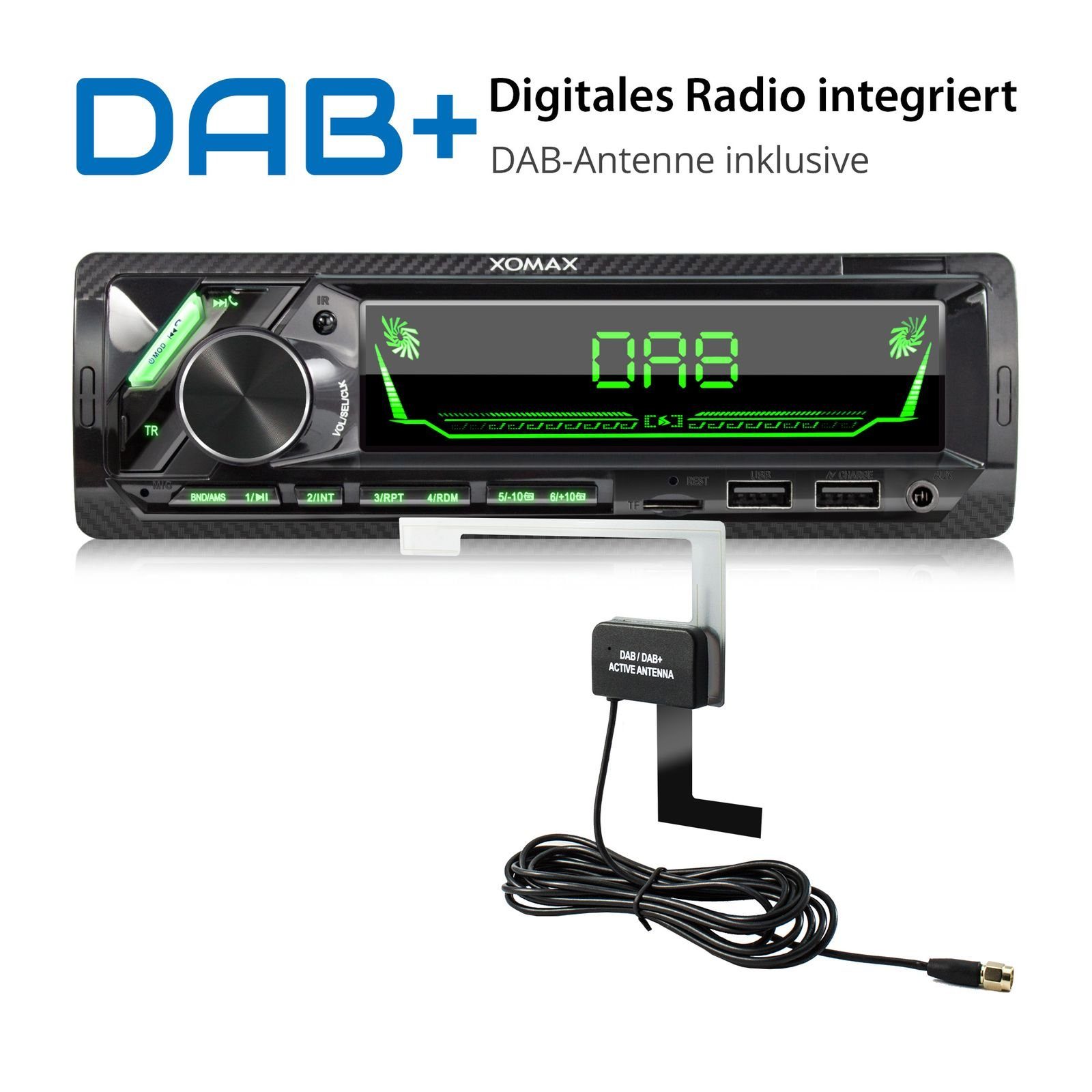 AUX, DAB+ XM-RD283 USB, XOMAX plus, Autoradio DIN 2x mit Bluetooth, 1 Autoradio SD,