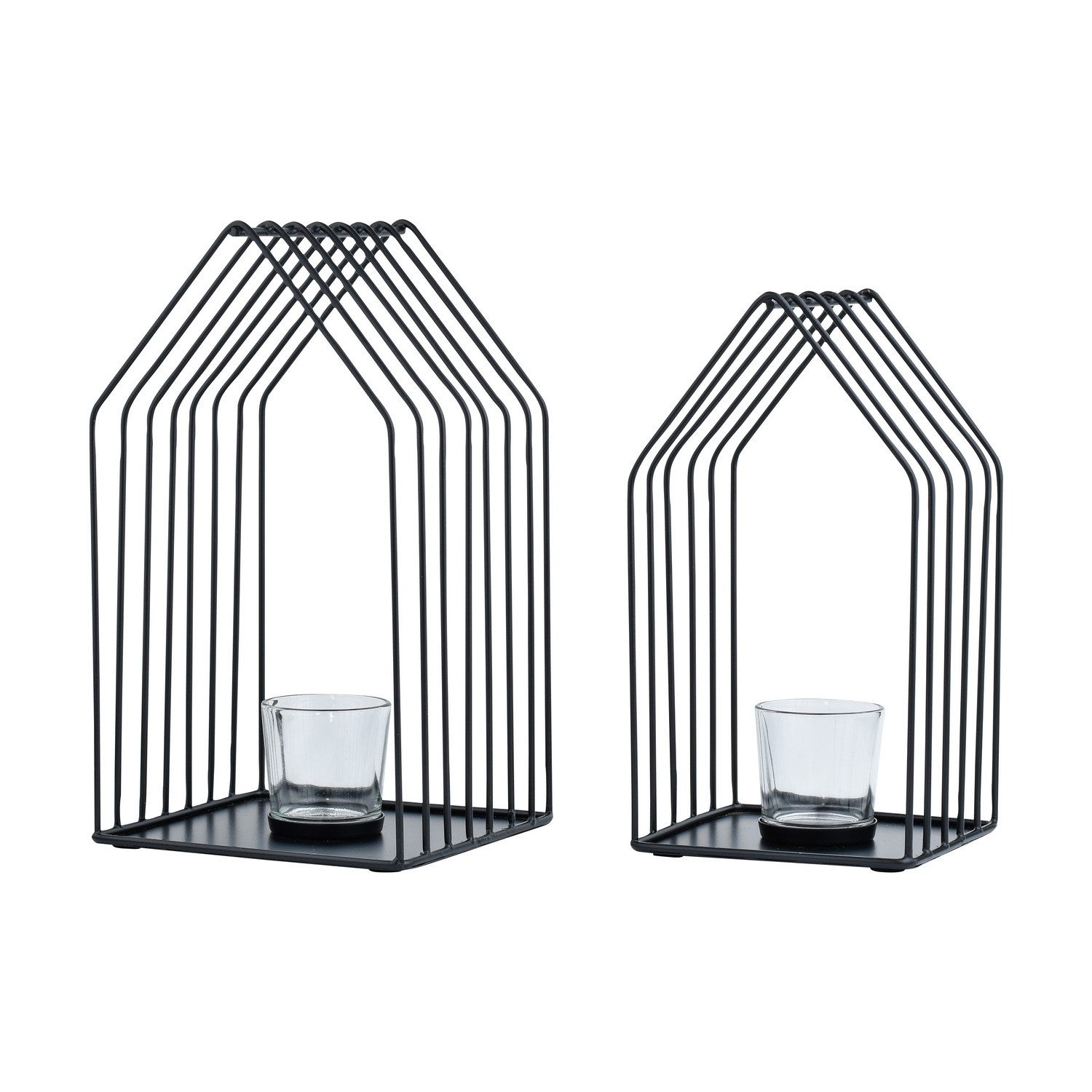Marrakesch Orient & Mediterran Interior Teelichthalter 2er Set Skandinavischer Teelichthalter Carlon Schwarz edel Glas 28 cm (2 St), Teelichthalter mit Glaseinsatz