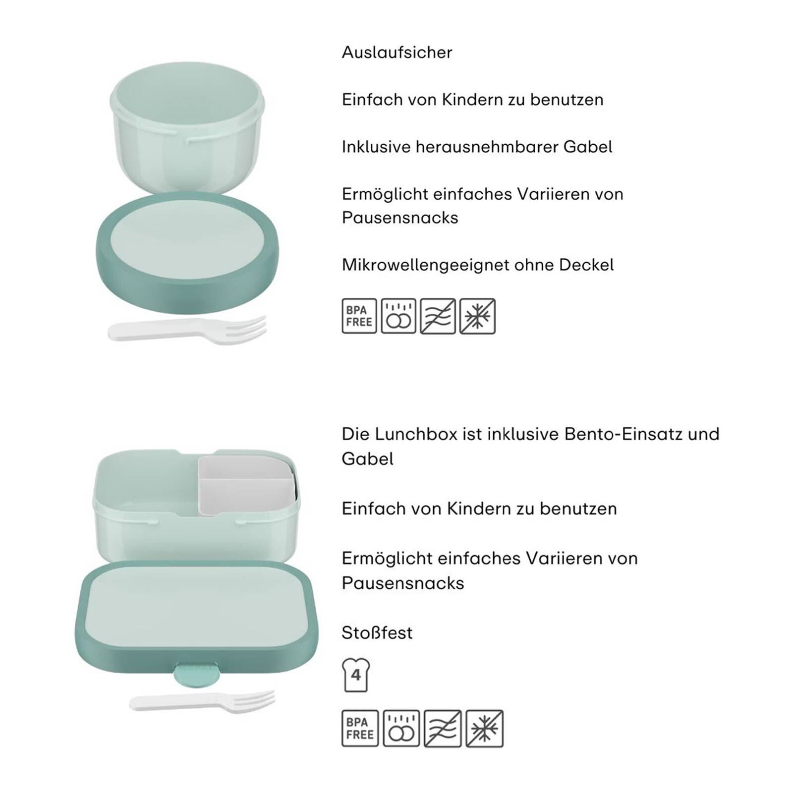Mepal Lunchbox Campus (2025) Obst- und Bentobox 300 & 750 ml, Kunststoff, (2-tlg), Spülmaschinengeeignet