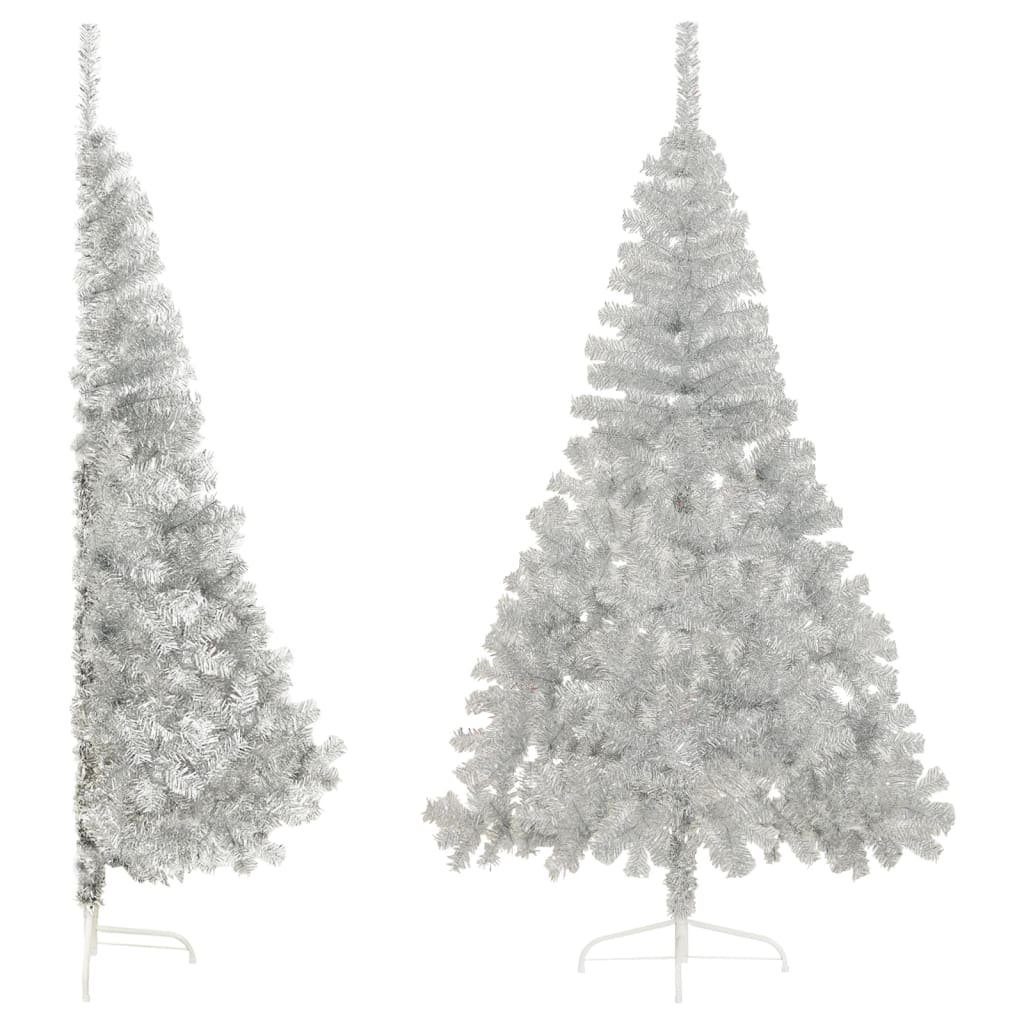 Weihnachtsbaum Silber 180 Ständer mit Künstlicher cm furnicato Künstlicher PET Halb-Weihnachtsbaum