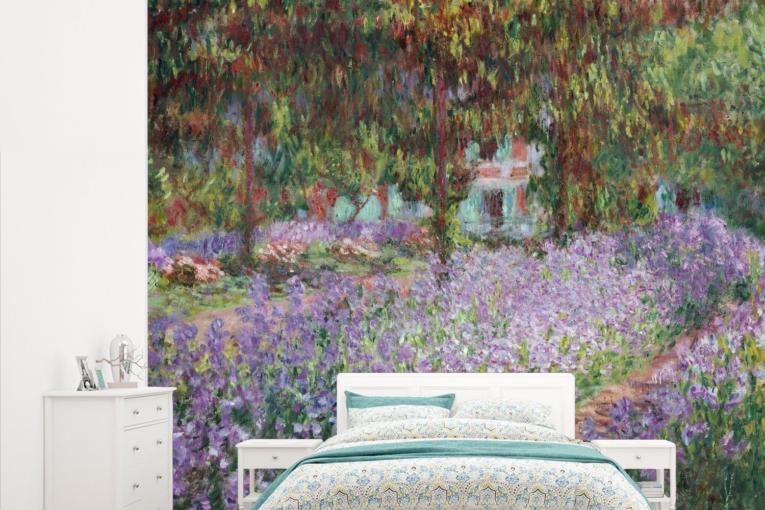 MuchoWow Fototapete Der Garten des Künstlers in Giverny - Gemälde von Claude Monet, Matt, bedruckt, (5 St), Vliestapete für Wohnzimmer Schlafzimmer Küche, Fototapete