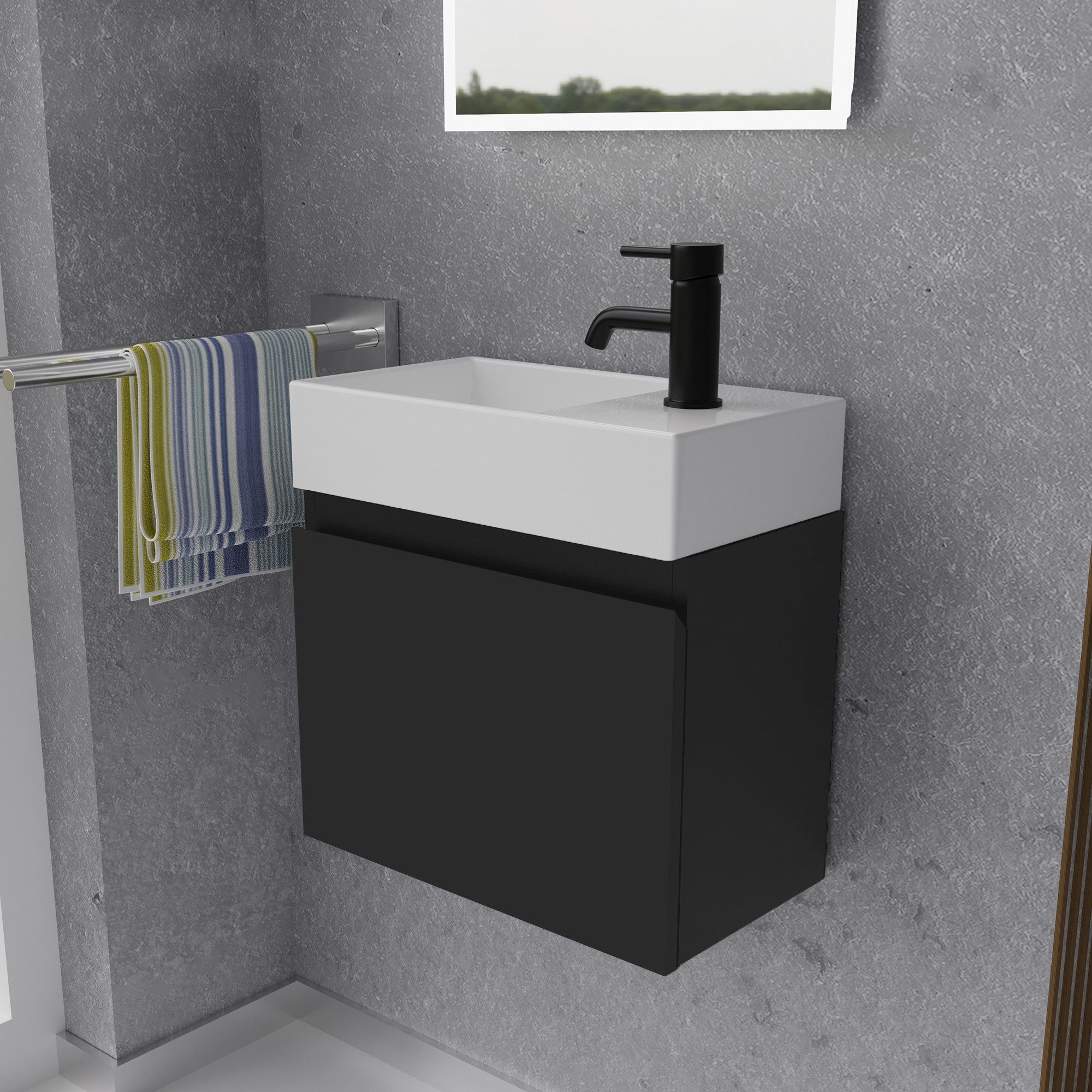 Alpenberger Badmöbel-Set - Waschbecken mit Unterschrank - Badschrank Komple günstig online kaufen