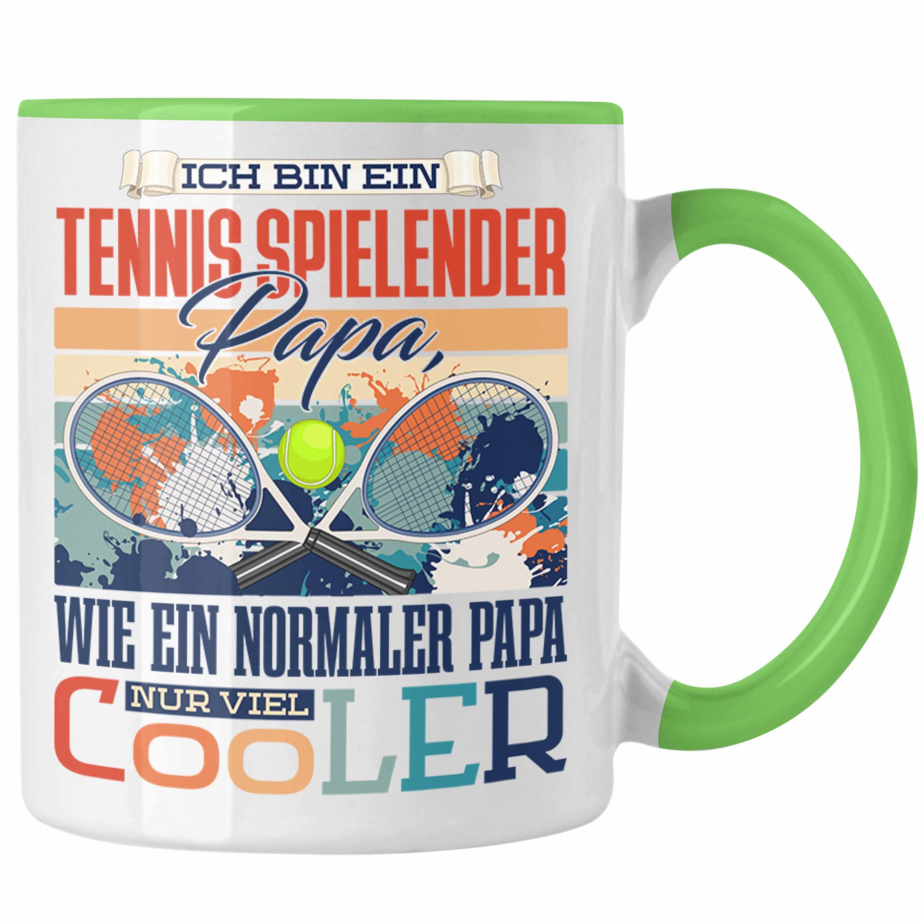 Trendation Tasse Trendation - Tennis Papa Tasse Geschenk Vater Geschenkidee zum Vaterta Grün