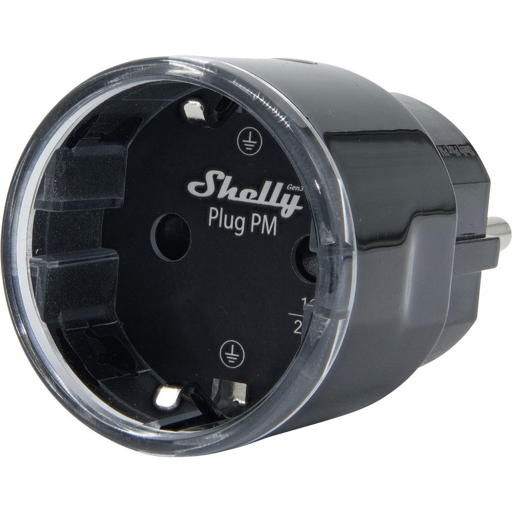 Shelly Shelly Plug PM Gen3 Black Shelly Funk-Steckdose Wi-Fi, Bluetooth Smart-Home-Zubehör