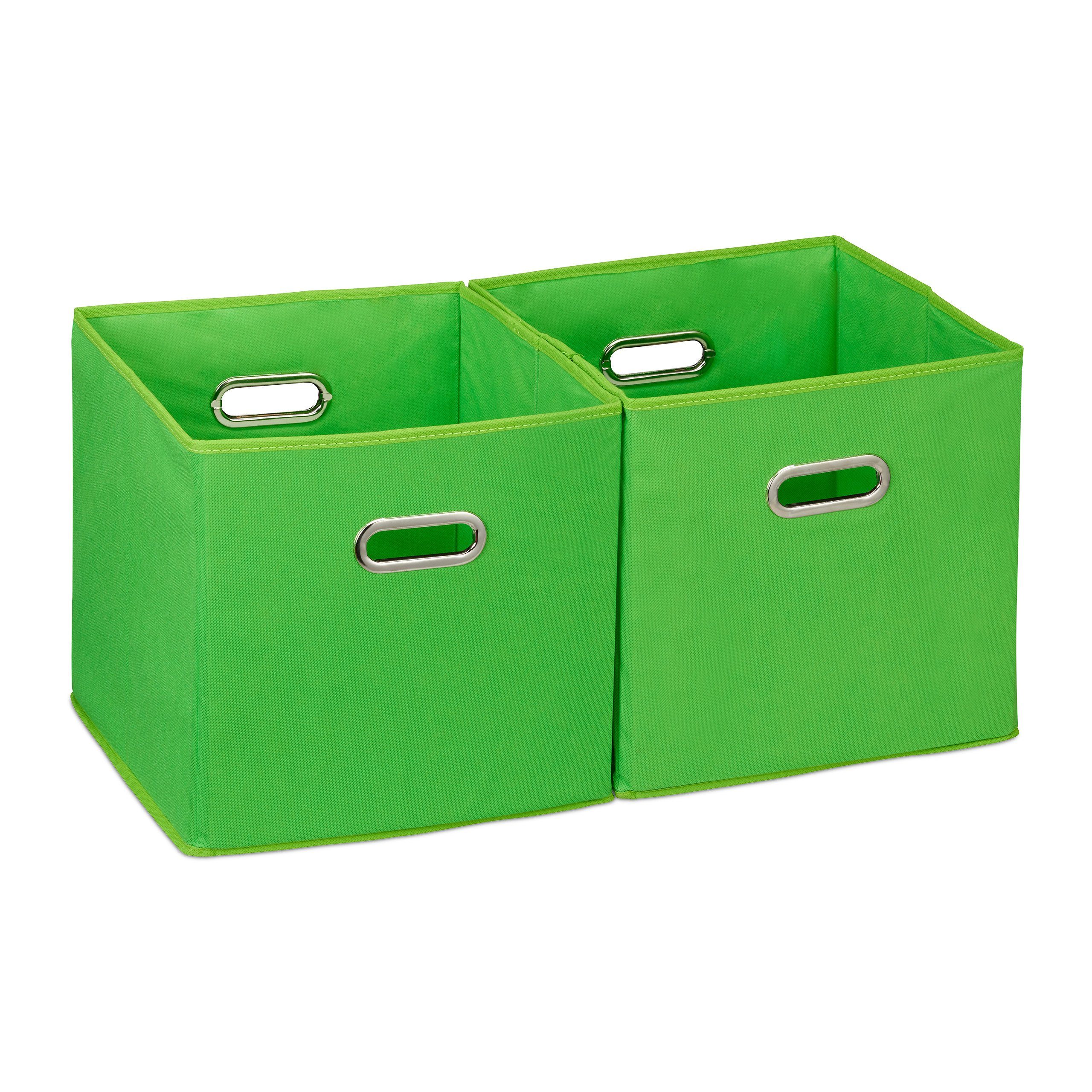 relaxdays Aufbewahrungsbox Stoff 2er Set, Grün günstig online kaufen