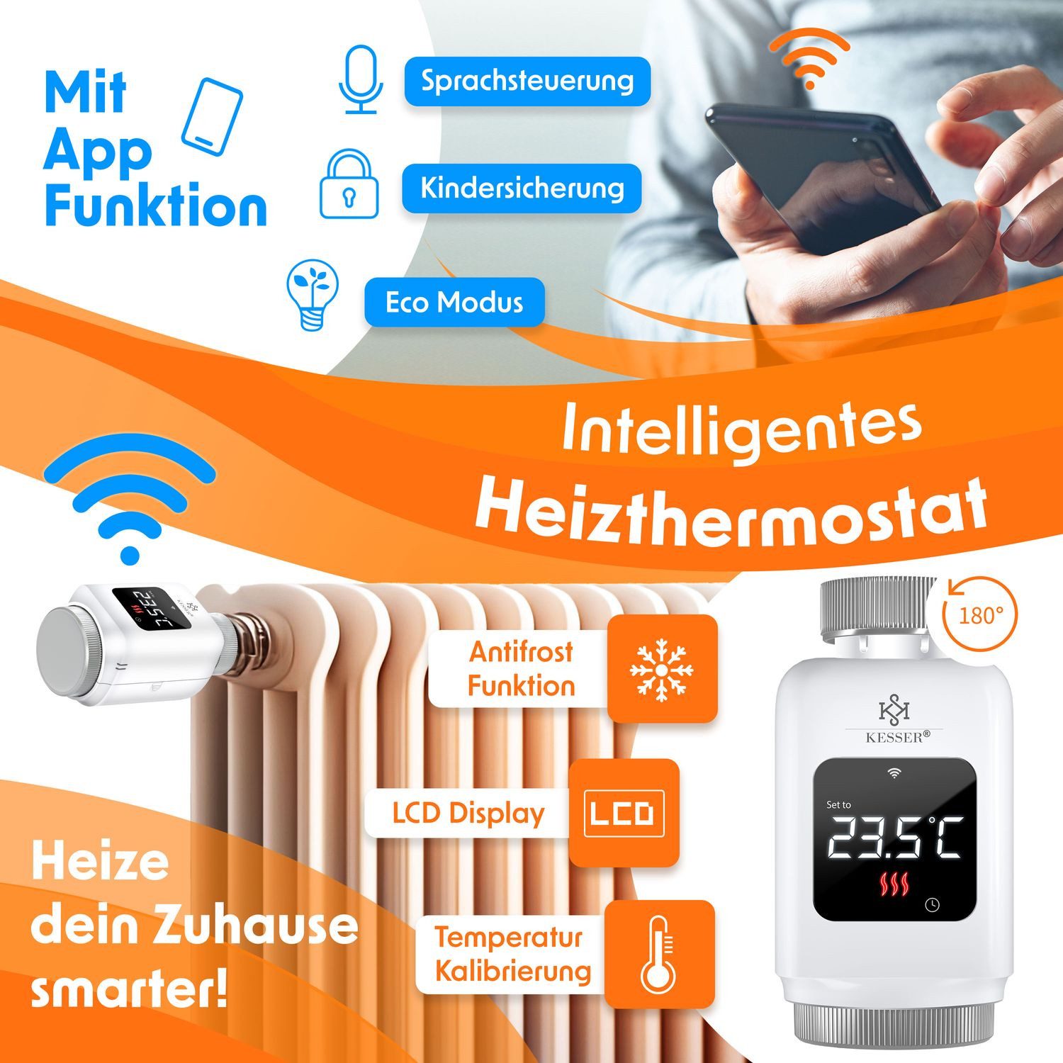 KESSER Heizkörperthermostat, Heizungsregler Smart Home Heizungssteuerung günstig online kaufen