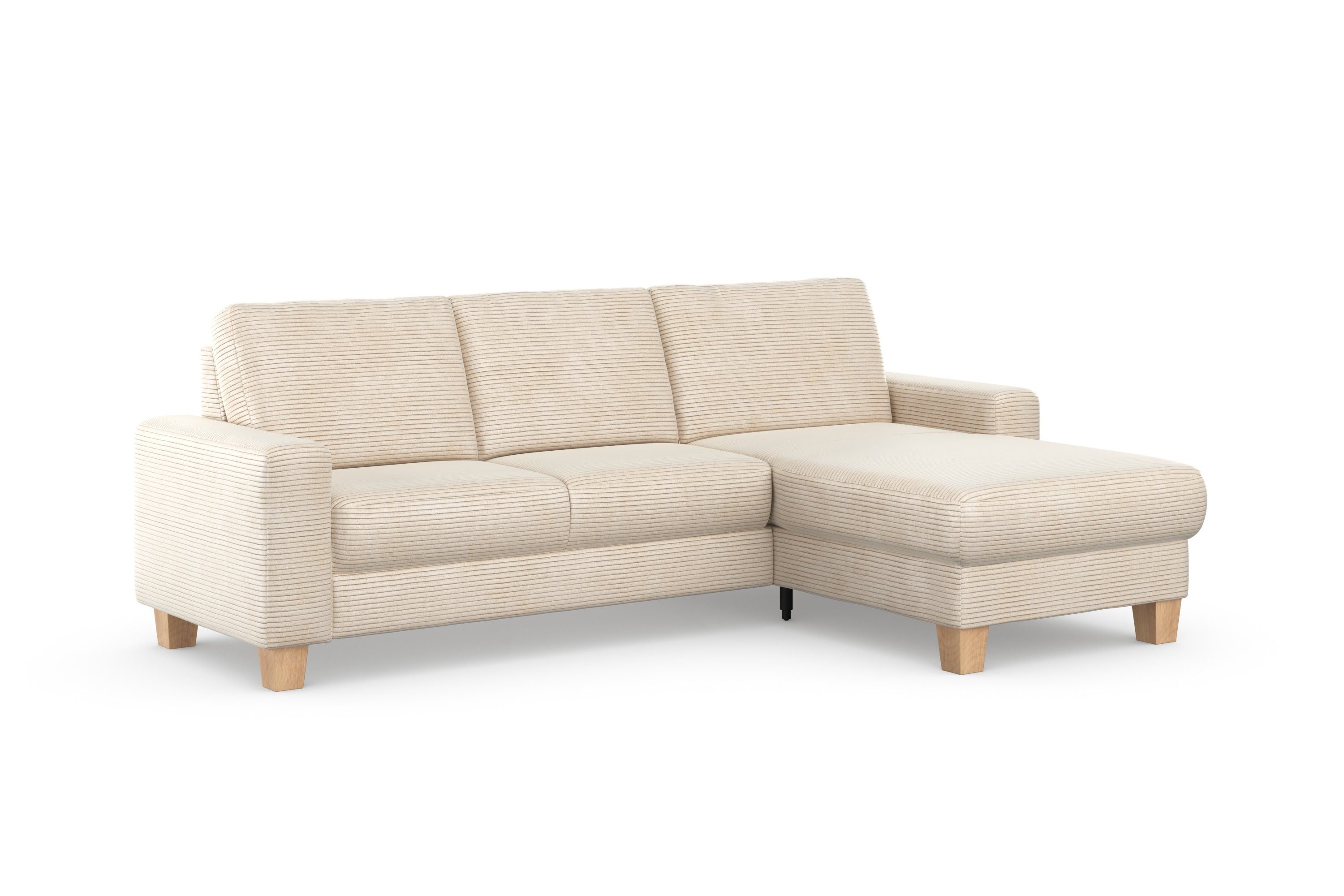 Home affaire Ecksofa Summer L-Form, mit Recamiere, mit oder ohne Bettfunktion und Bettkasten, Cord-Bezug
