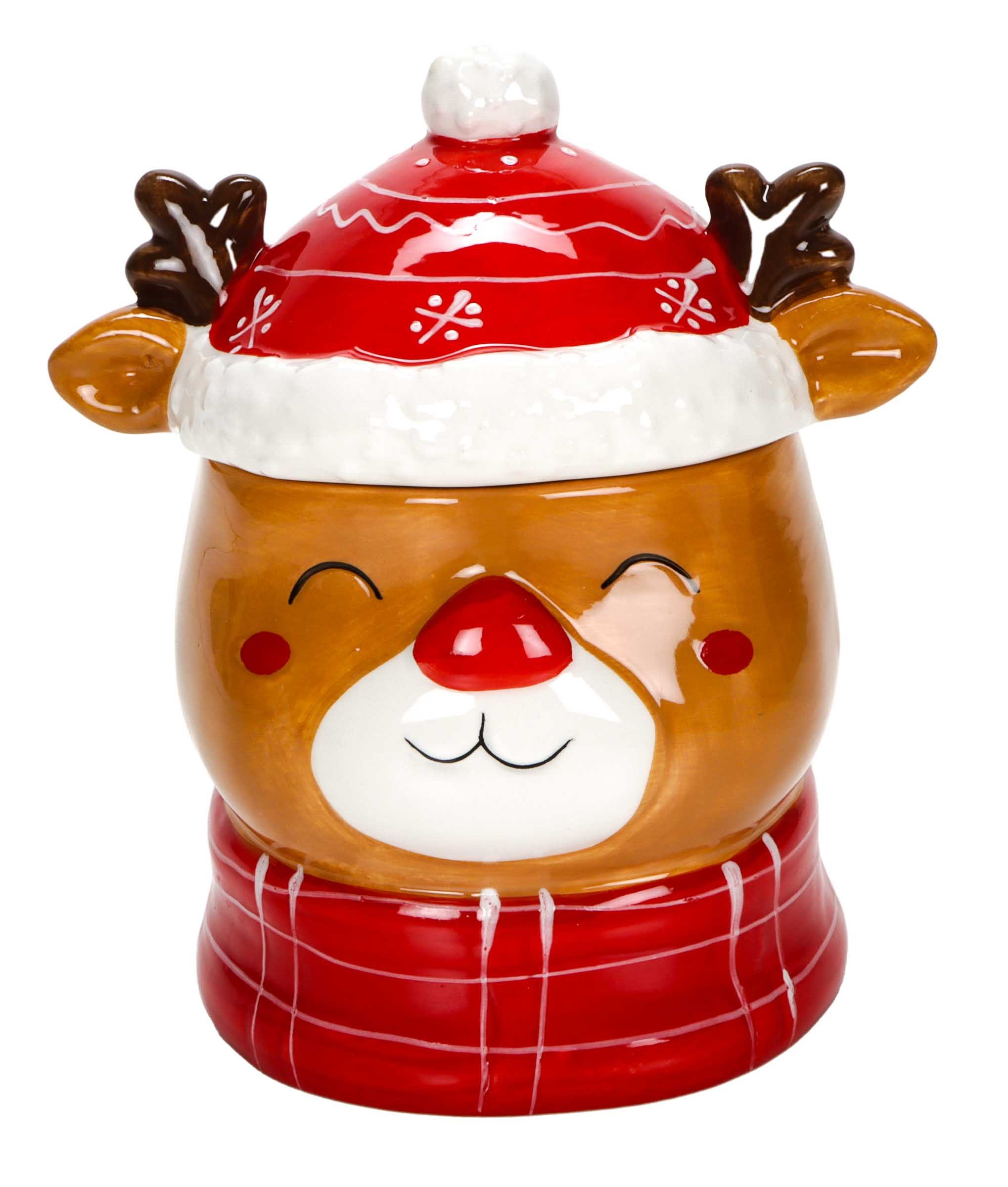 Bubble-Store Vorratsdose Weihnachtliche Vorratsdose Elch Rudolf Rotnase, Keramik, Weihnachtsdose Plätzchendose Gebäckdose Zuckerdose
