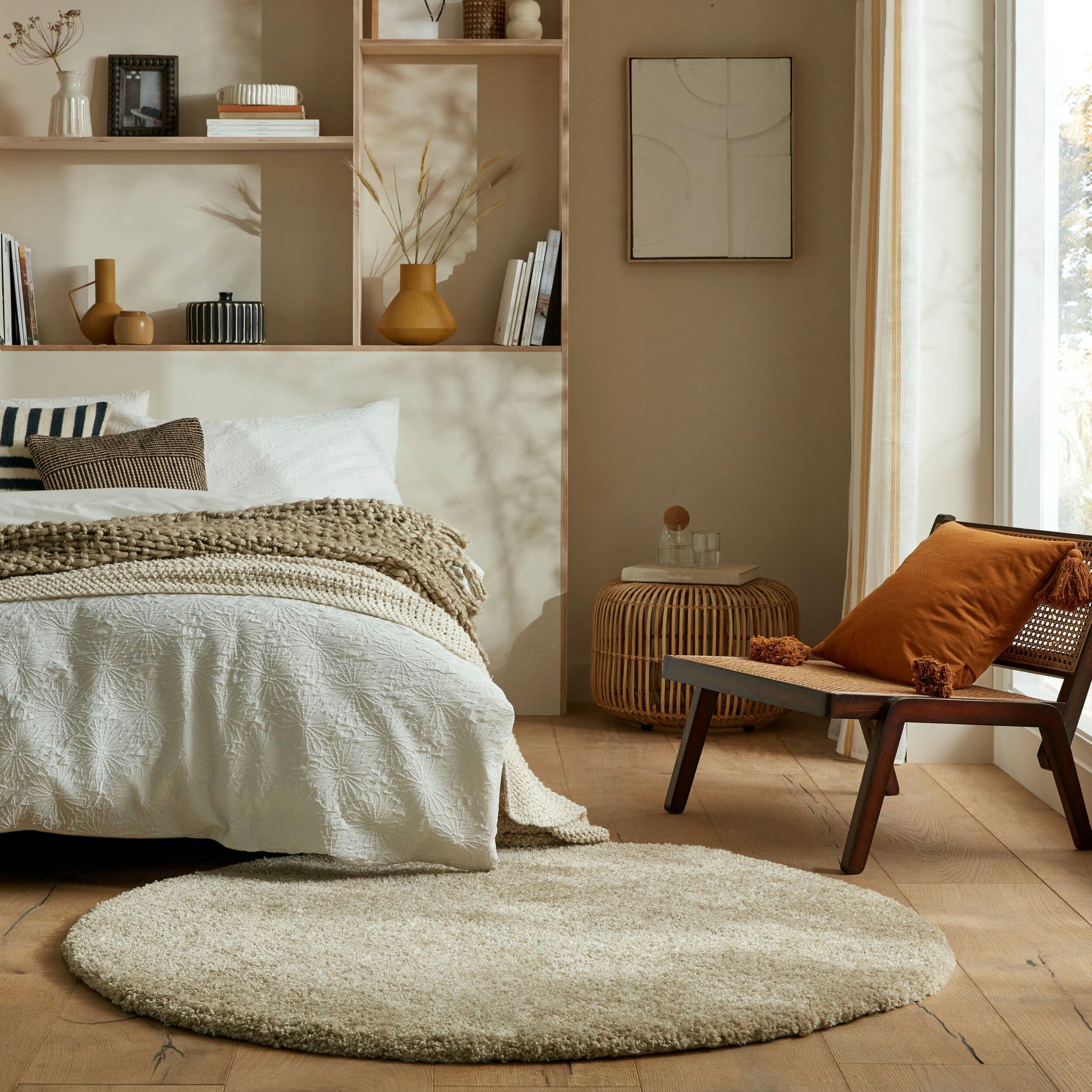 FLAIR RUGS Hochflor-Teppich Feather, rund, Höhe: 40 mm