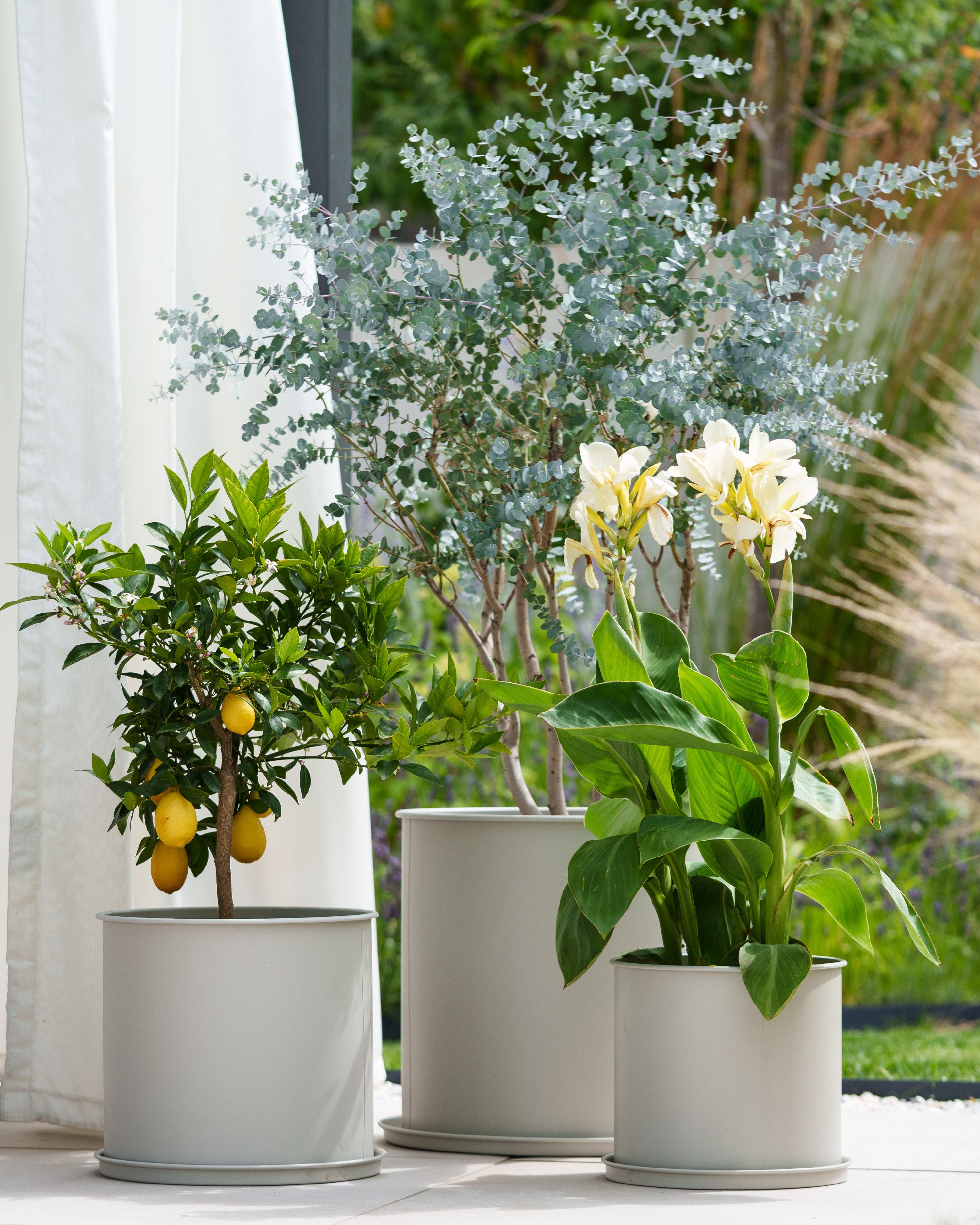 LIVLIG Blumentopf groß draußen, Übertopf für Pflanzen (3er-Set), UV-beständig, Ø25 cm, Ø31 cm, Ø40 cm, wetterfest, rostfrei