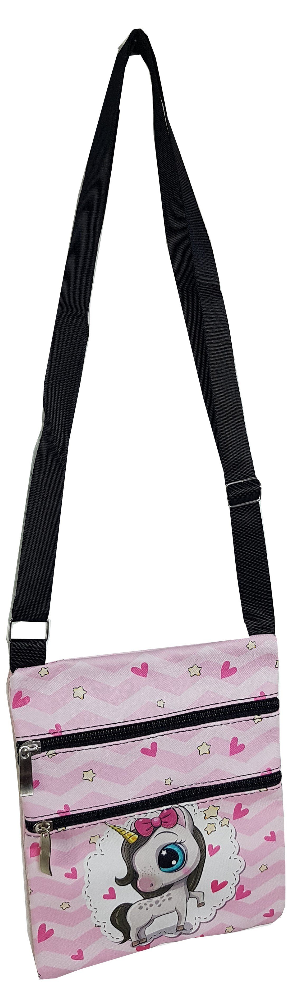Einkaufszauber Handtasche Kinder Einhorn Handtasche Rosa mit Herzen, Einhorn