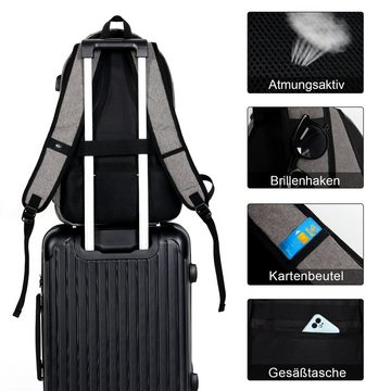 TAN.TOMI Notebook-Rucksack Laptoprucksack mit USB-Ladeanschluss Rucksack für 15.6 Zoll Laptop, Schulerucksack für Arbeit Wandern Reisen Camping Schulrucksack Herren