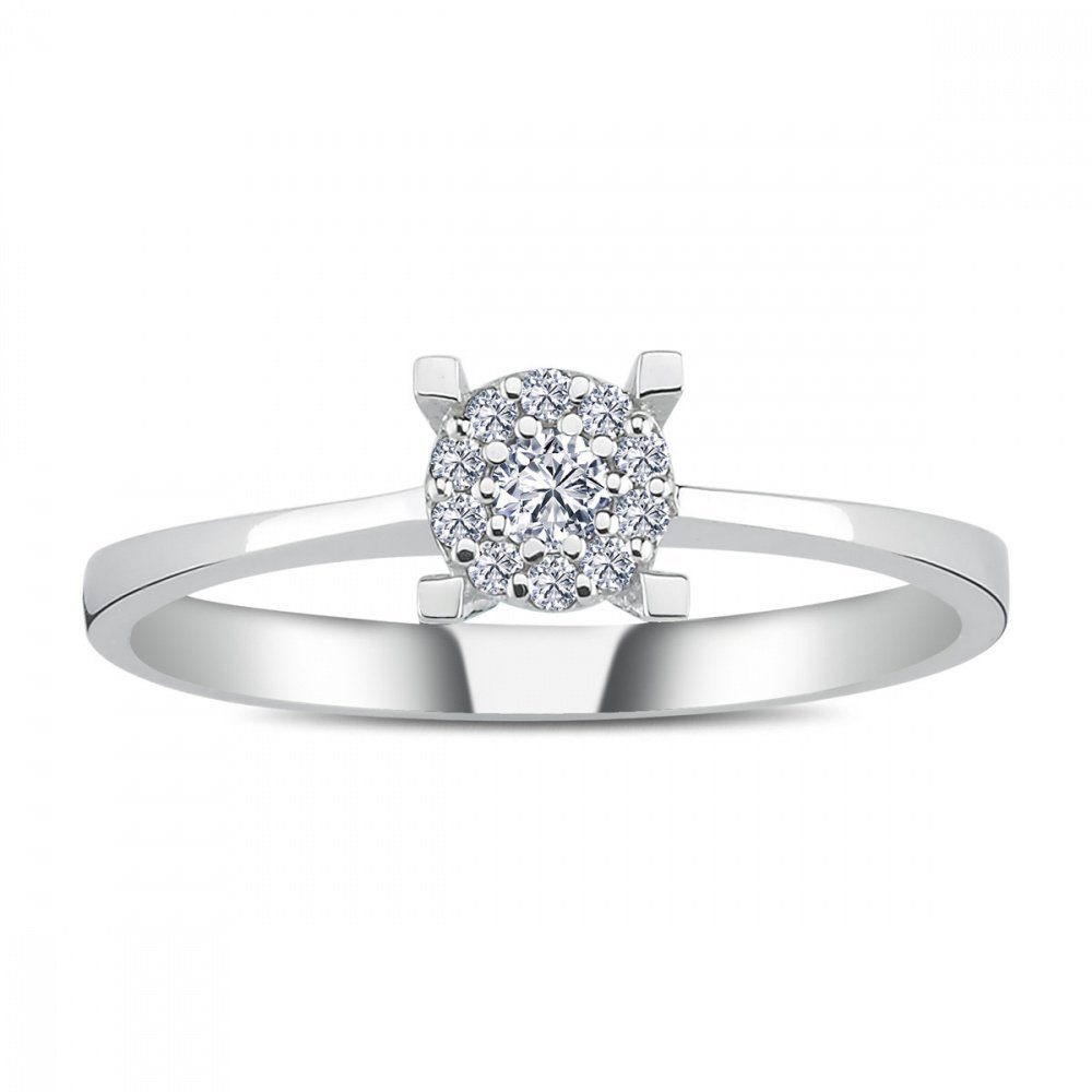 EinStein Diamant Verlobungsring 0,50 Carat Solitär Effect Diamant Ring 8 Karat Weißgold