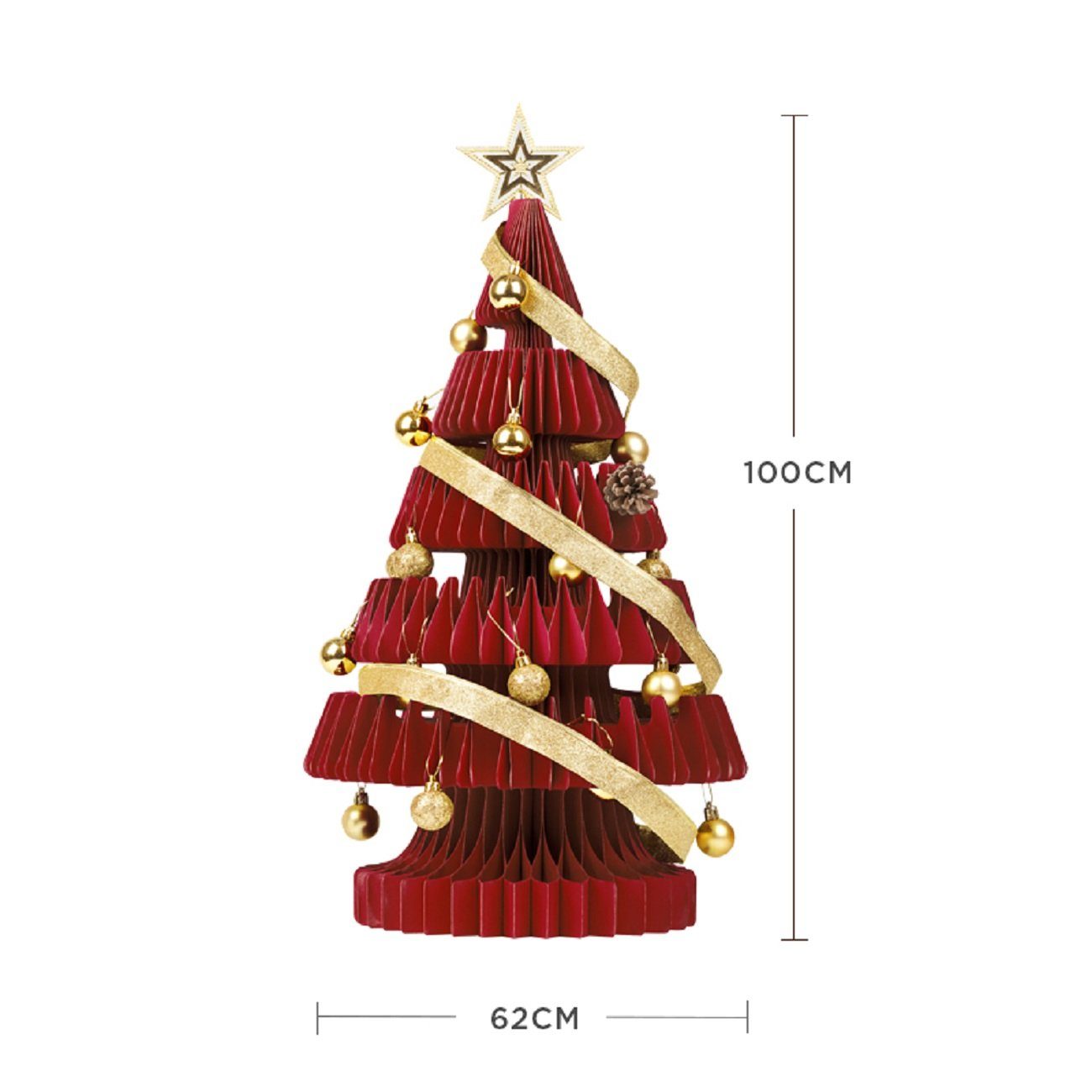 Tanne, paper & leicht Struktur zu Tannenbaum, Rot Weihnachtsbaum Pappe Waben faltbar Baum, Design, Künstlicher Papp verstauen ih