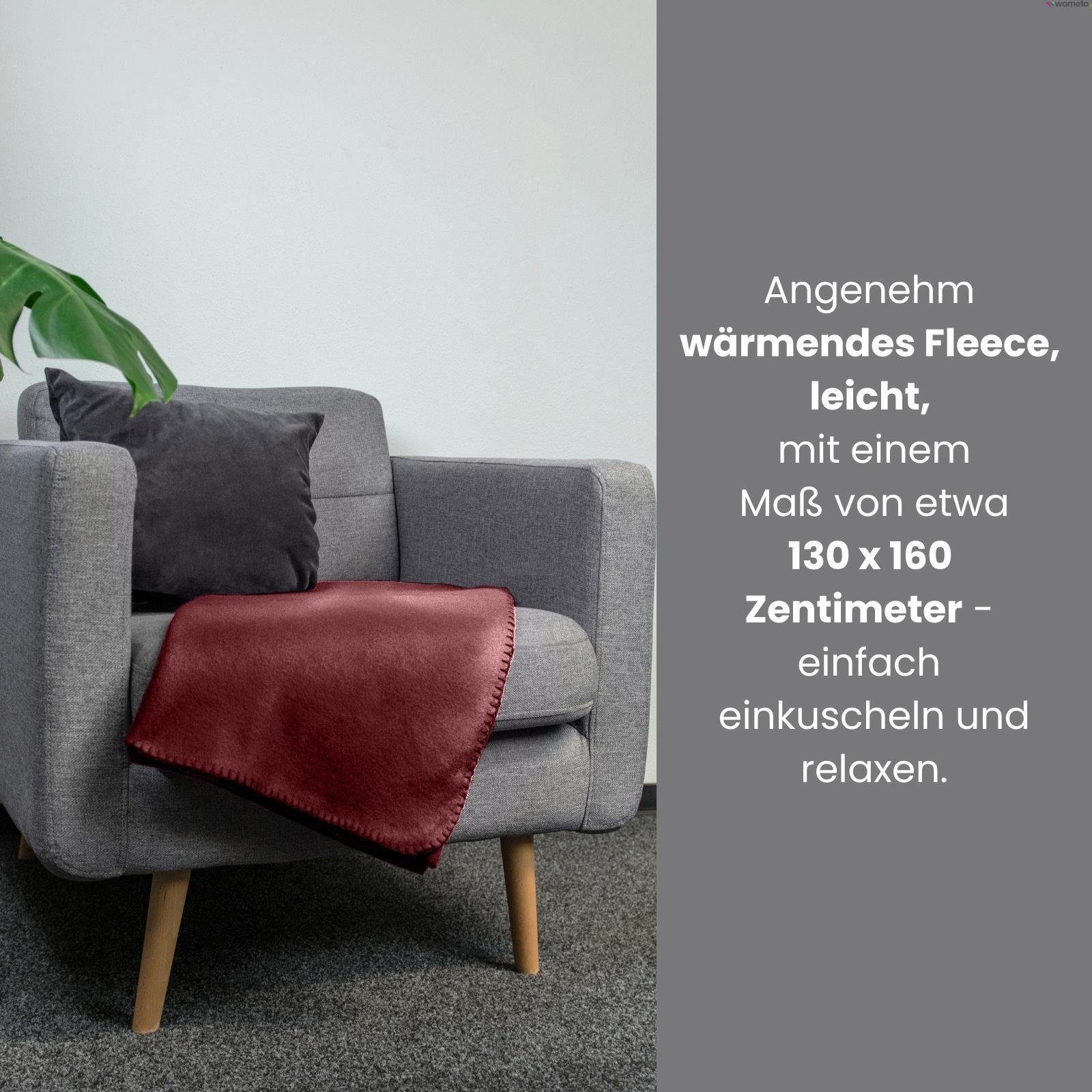 Wohndecke Polar-Fleece, wometo, OEKO-TEX®, 3 Fleecedecken mit Kettel-Rand & Anti-Pilling