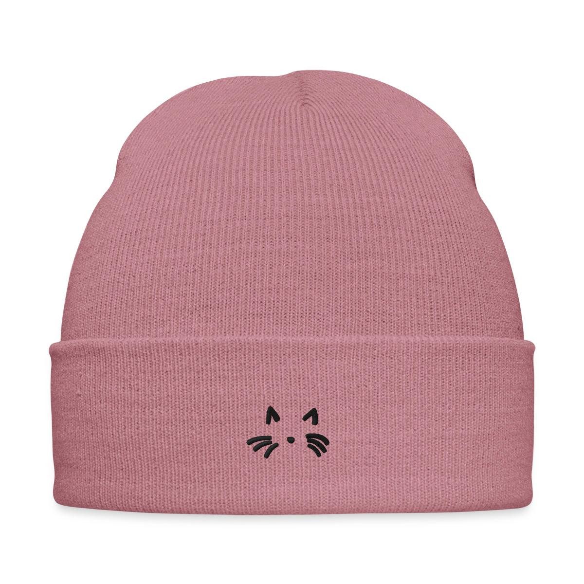 Spreadshirt Beanie Katzen Gesicht Bestickte Wintermütze (1-St)